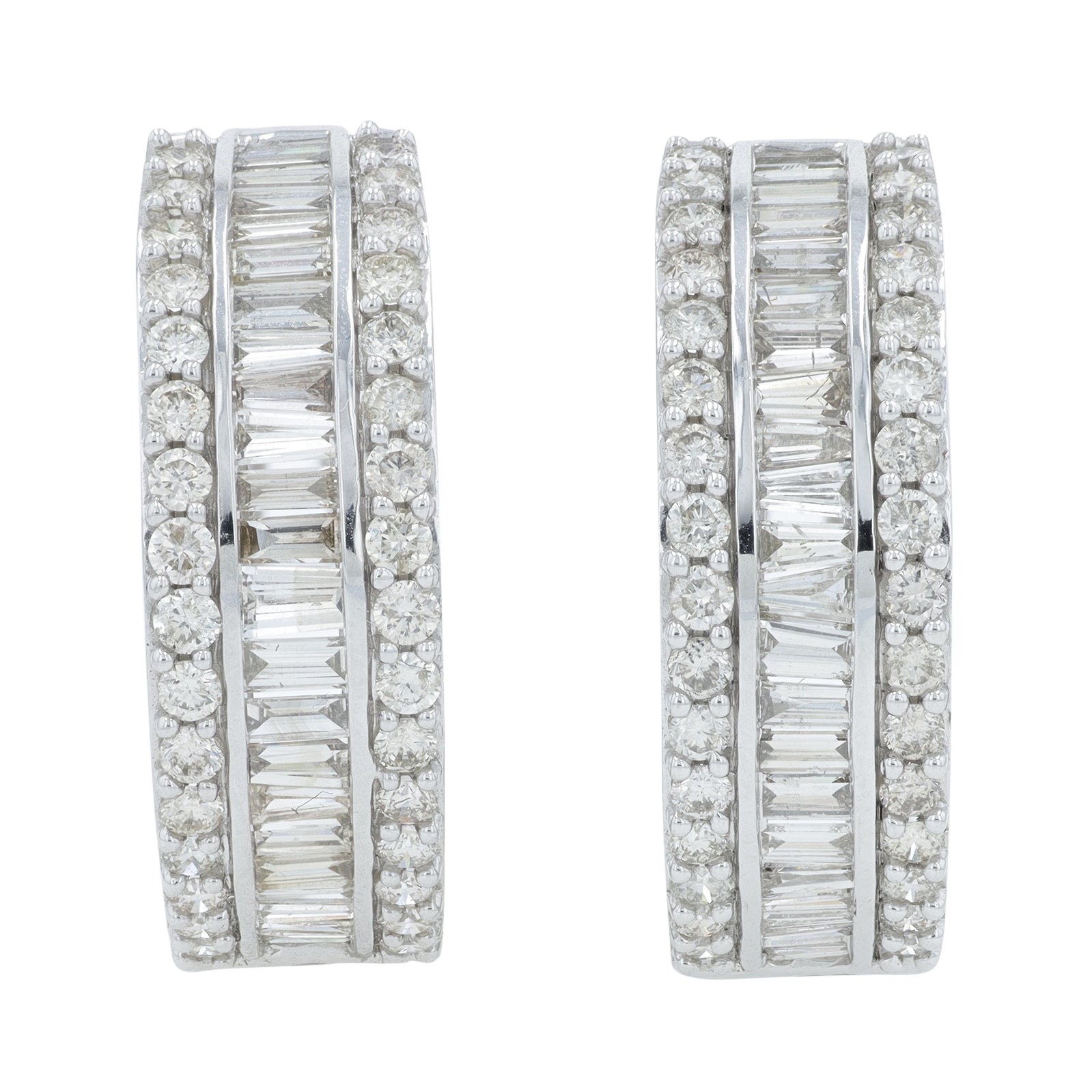 14K WG 3 CT Diamond Hoops