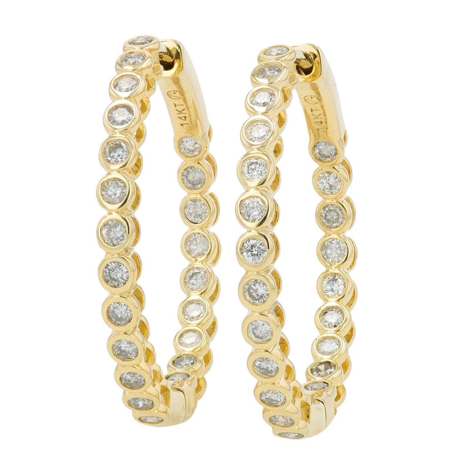 14K 3 CT Diamond Inside-Out Hoops