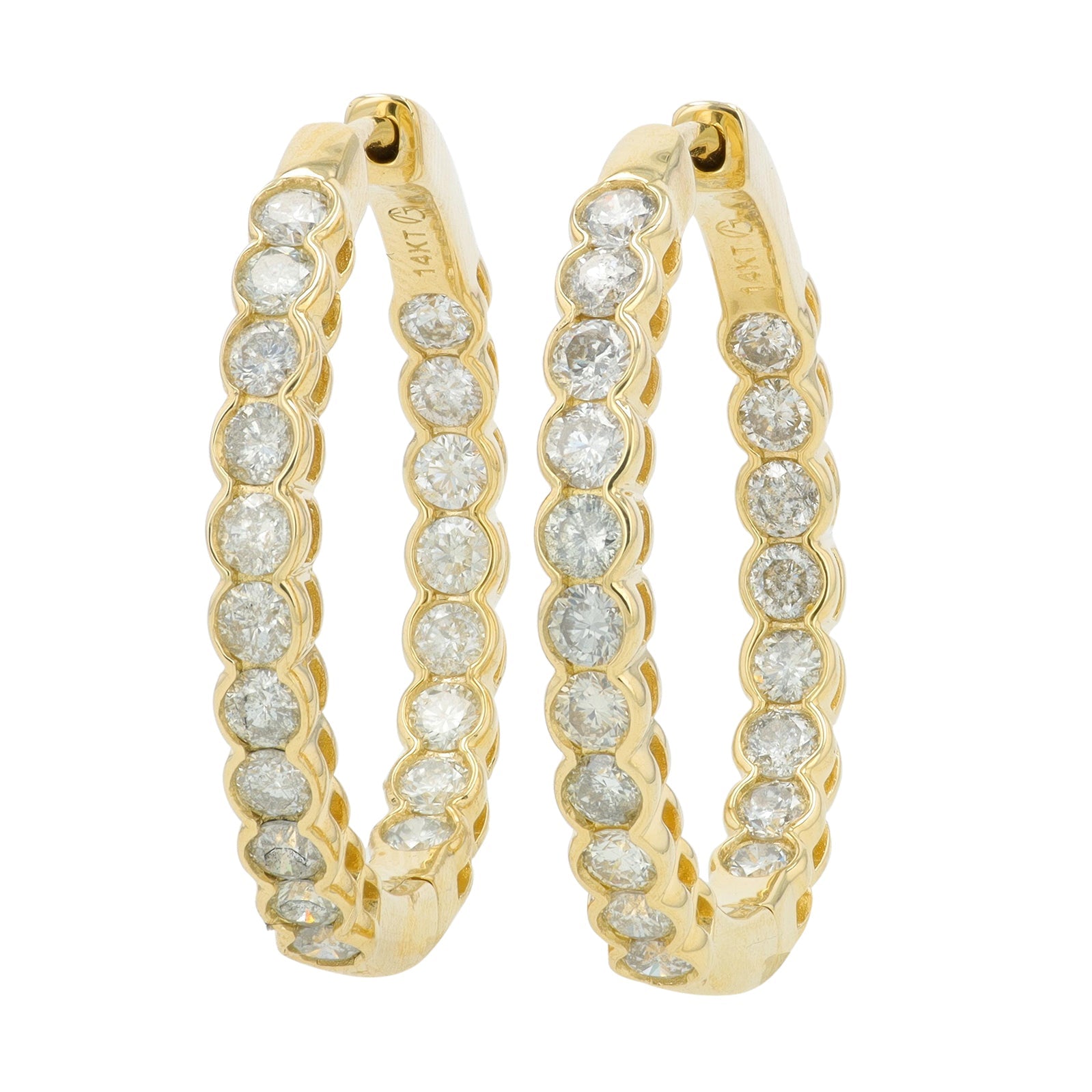 14K 2 CT Diamond Inside-Out Hoops<p><strong>More Colors Available</p></strong>