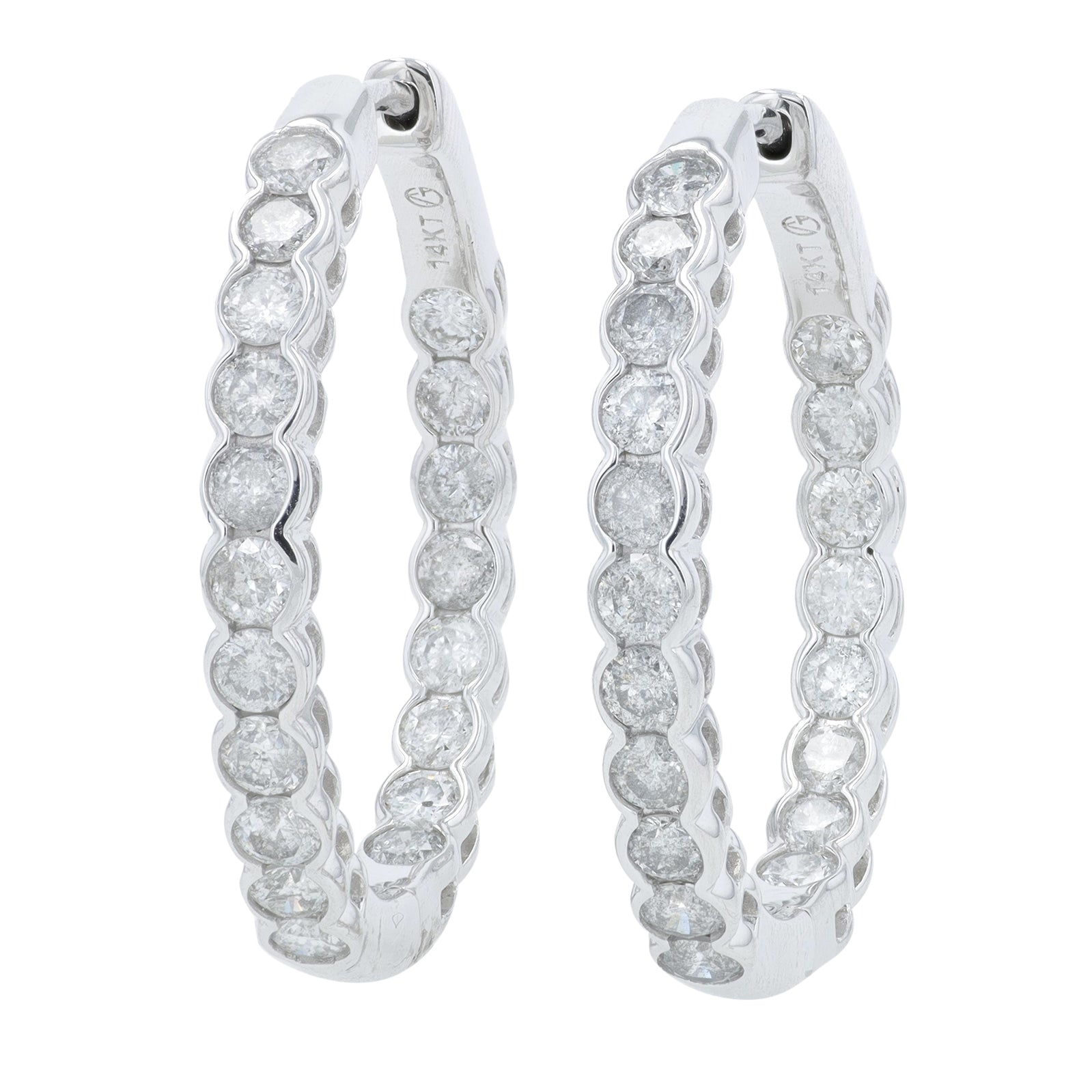 14K 2 CT Diamond Inside-Out Hoops<p><strong>More Colors Available</p></strong>