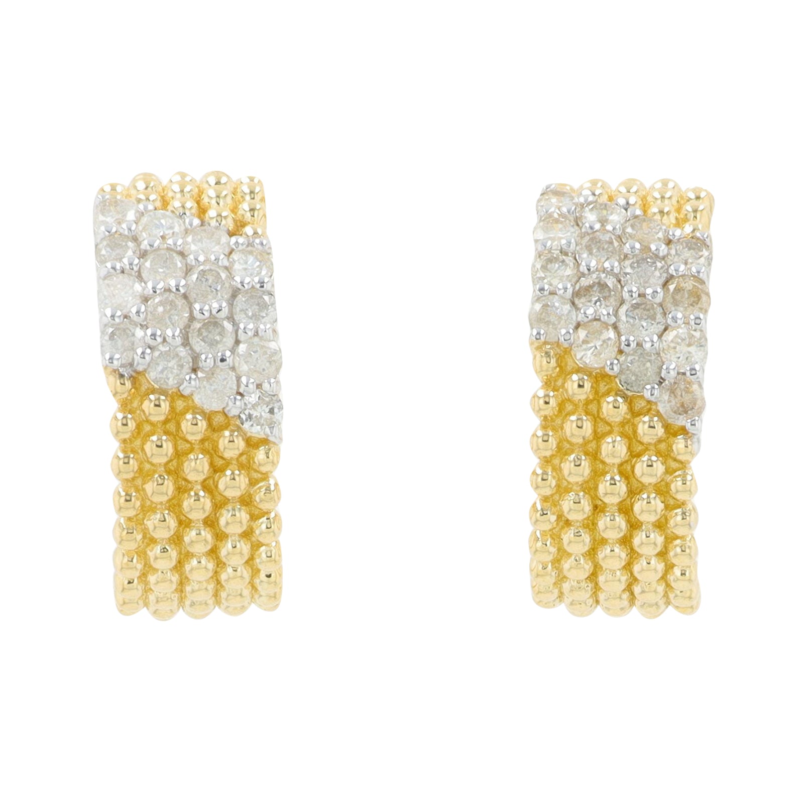 14K YG .35 CT Diamond C-Hoops