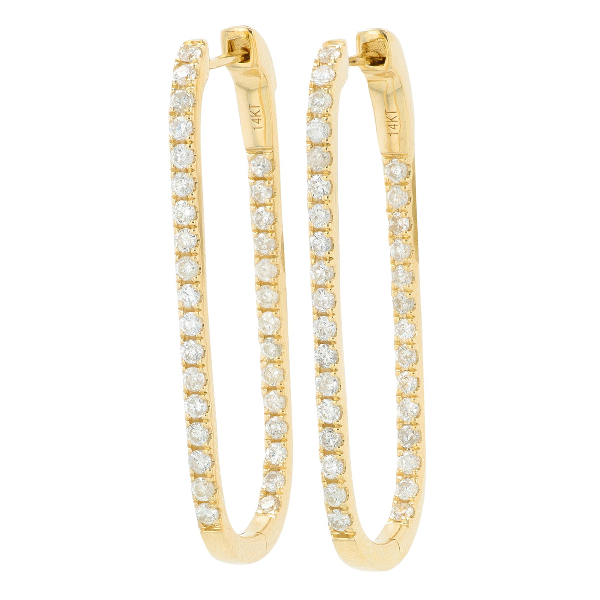 14K 1 CT Diamond Inside-Out Oval Hoops<p><strong>More Colors Available</p></strong>