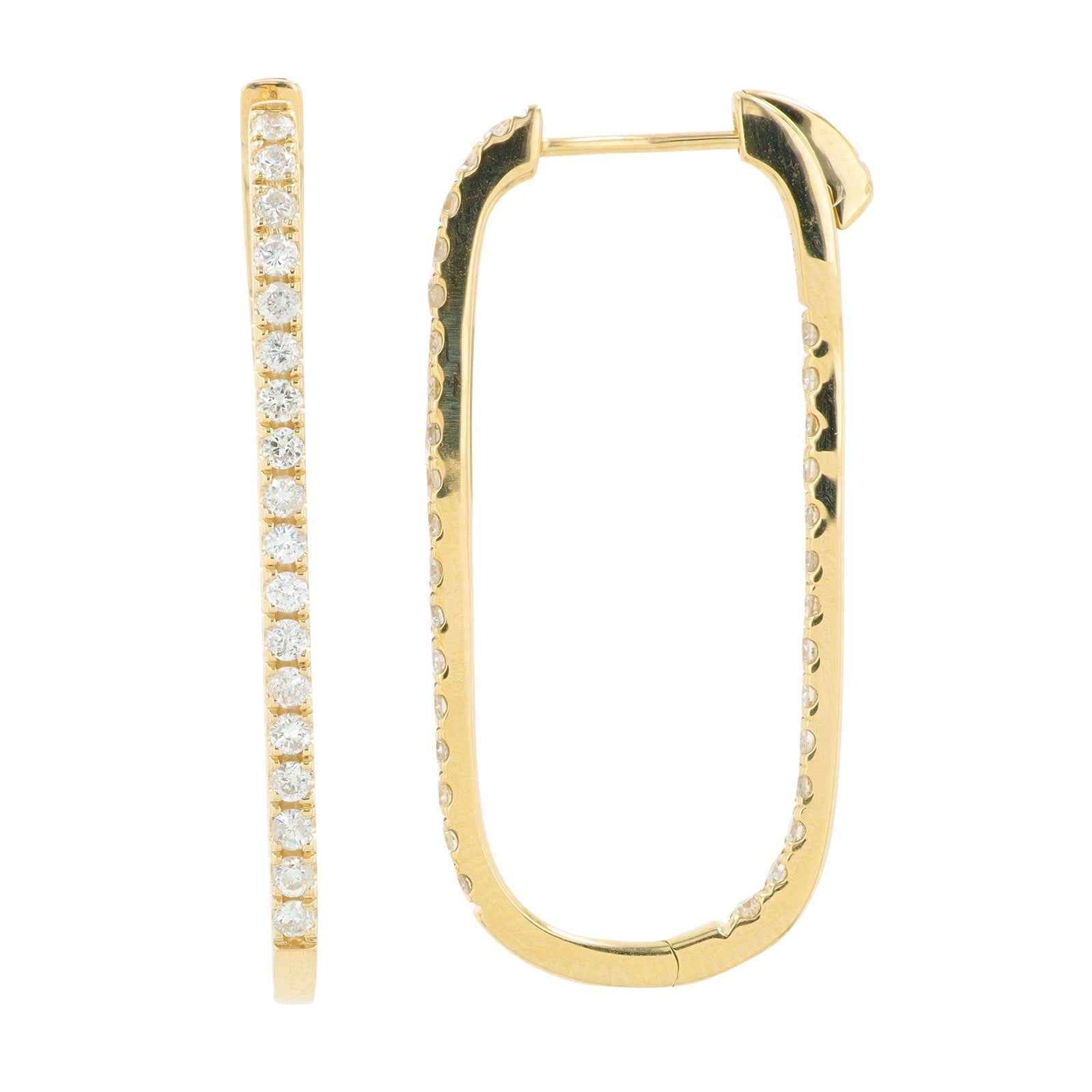 14K 1 CT Diamond Inside-Out Oval Hoops<p><strong>More Colors Available</p></strong>