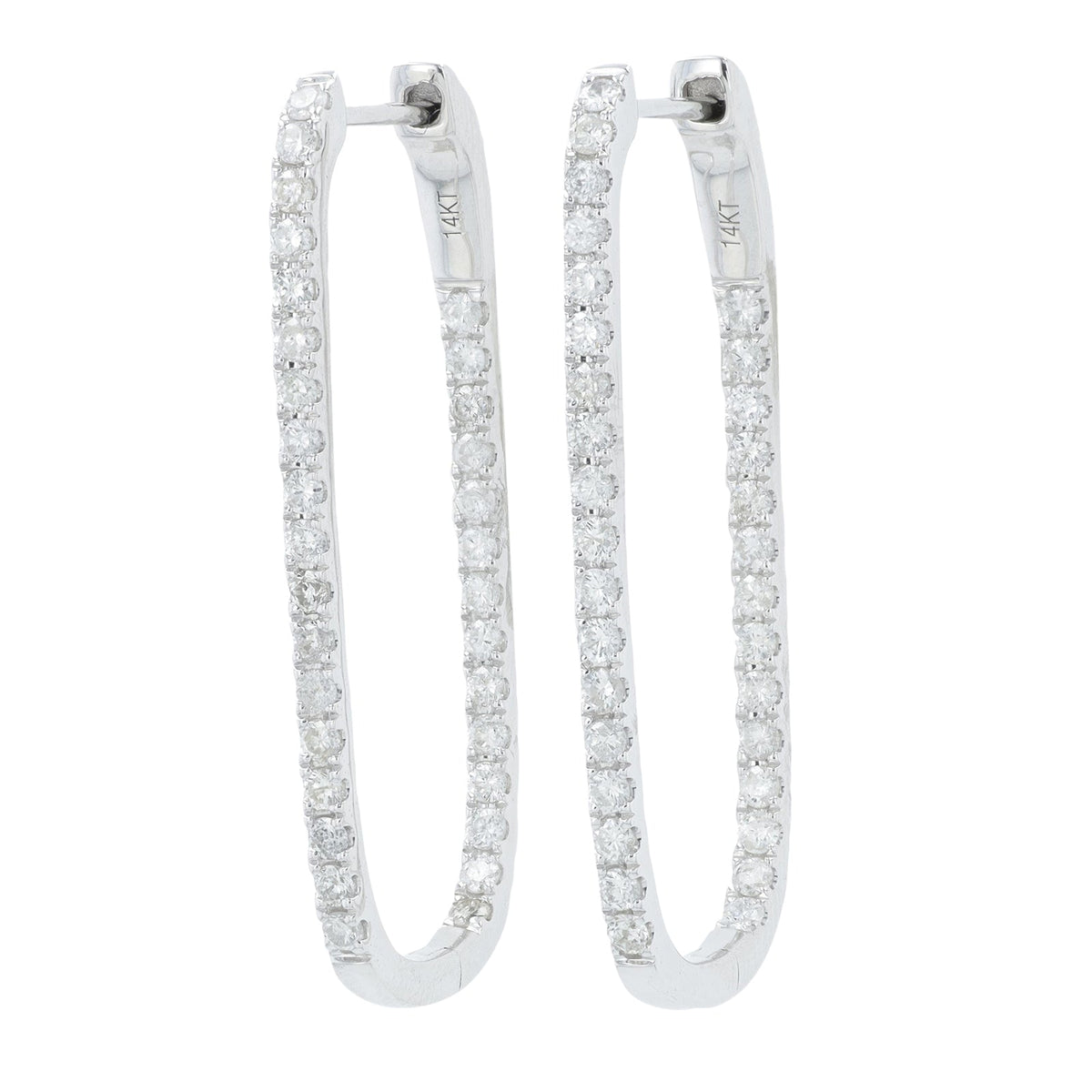 14K 1 CT Diamond Inside-Out Oval Hoops<p><strong>More Colors Available</p></strong>