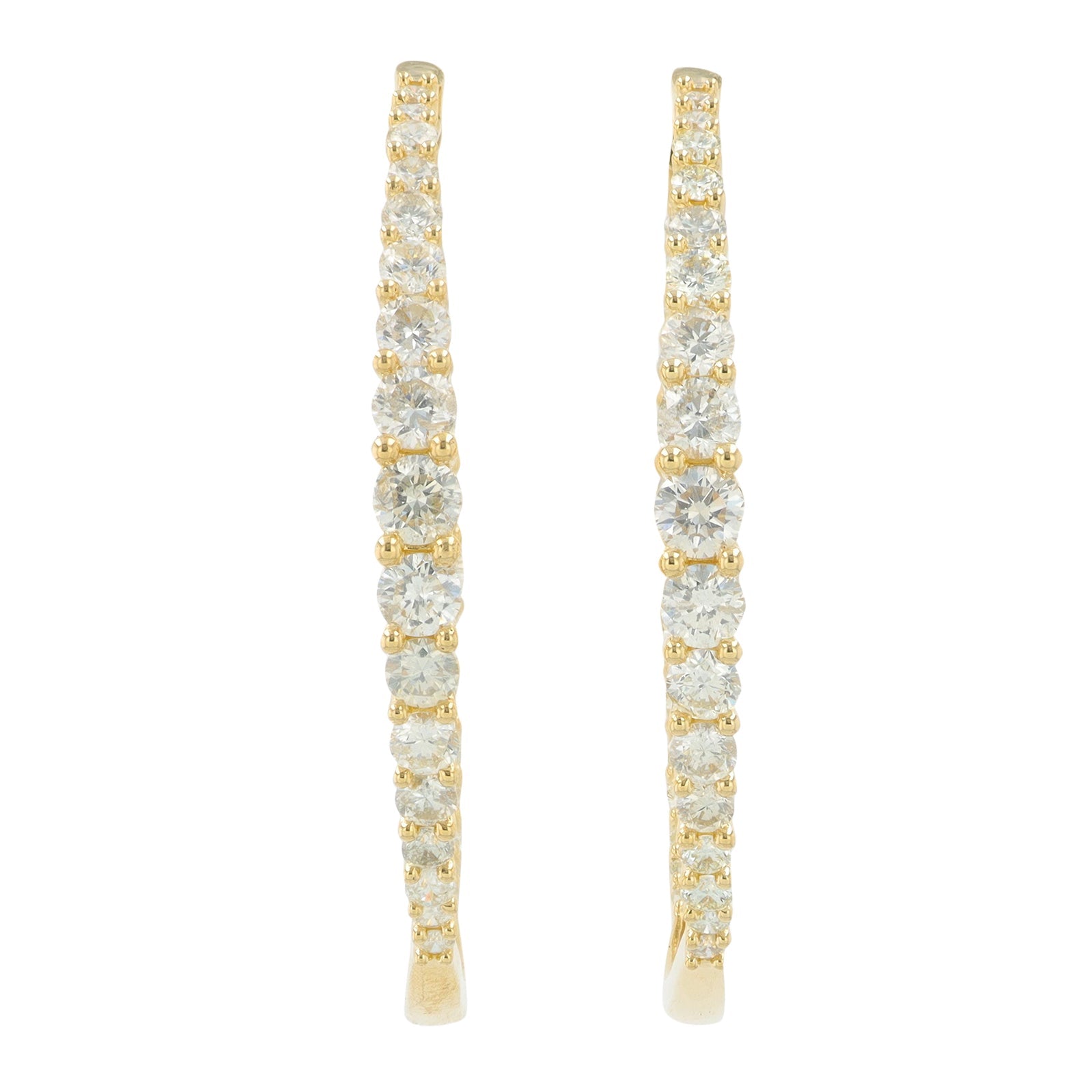 14K YG 2 CT Diamond Inside-Out Hoops