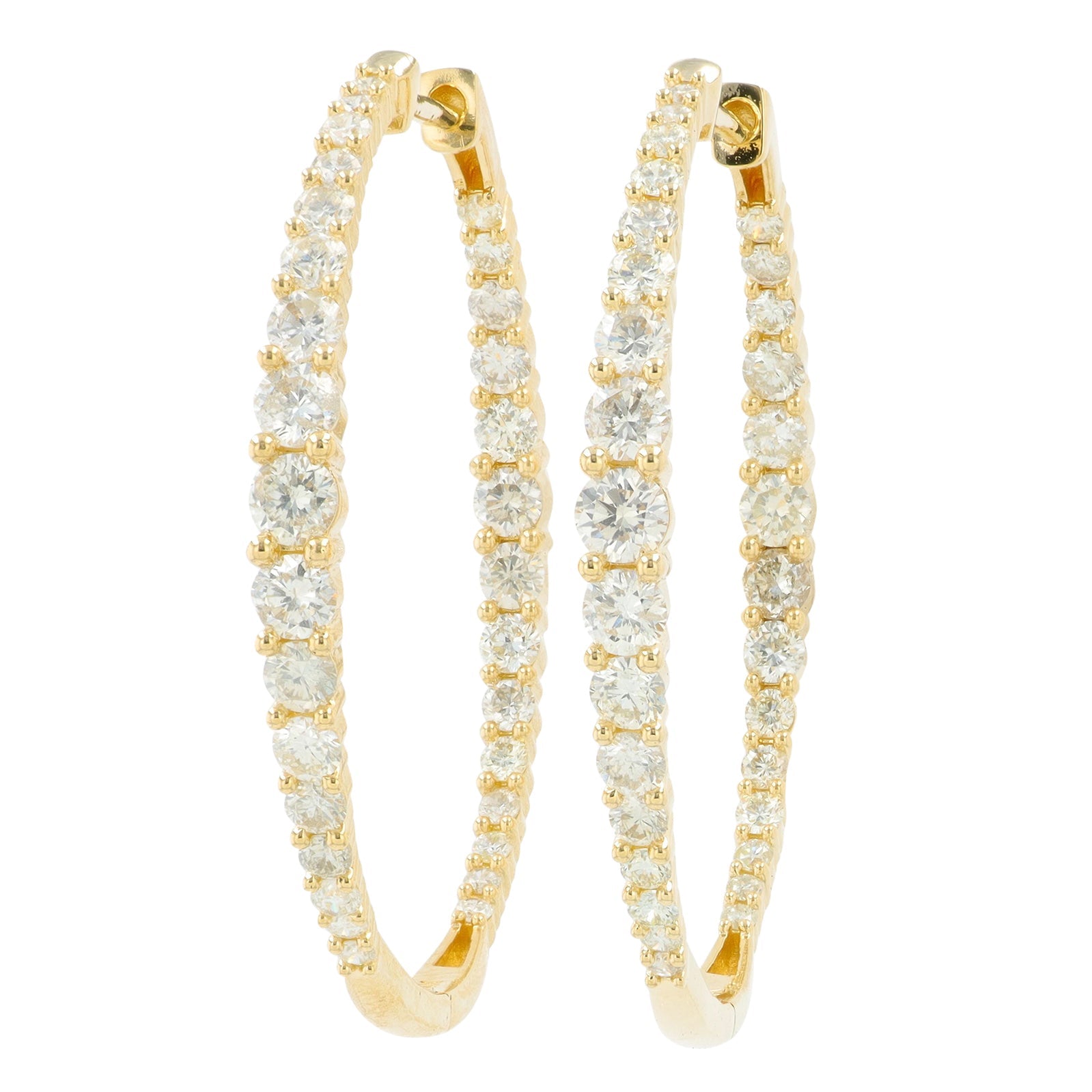 14K YG 2 CT Diamond Inside-Out Hoops