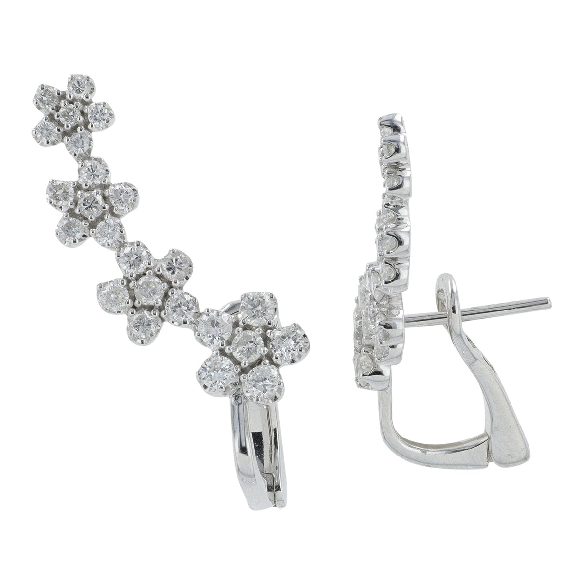 14K WG 1.40 CTW Diamond Ear Climber Earrings