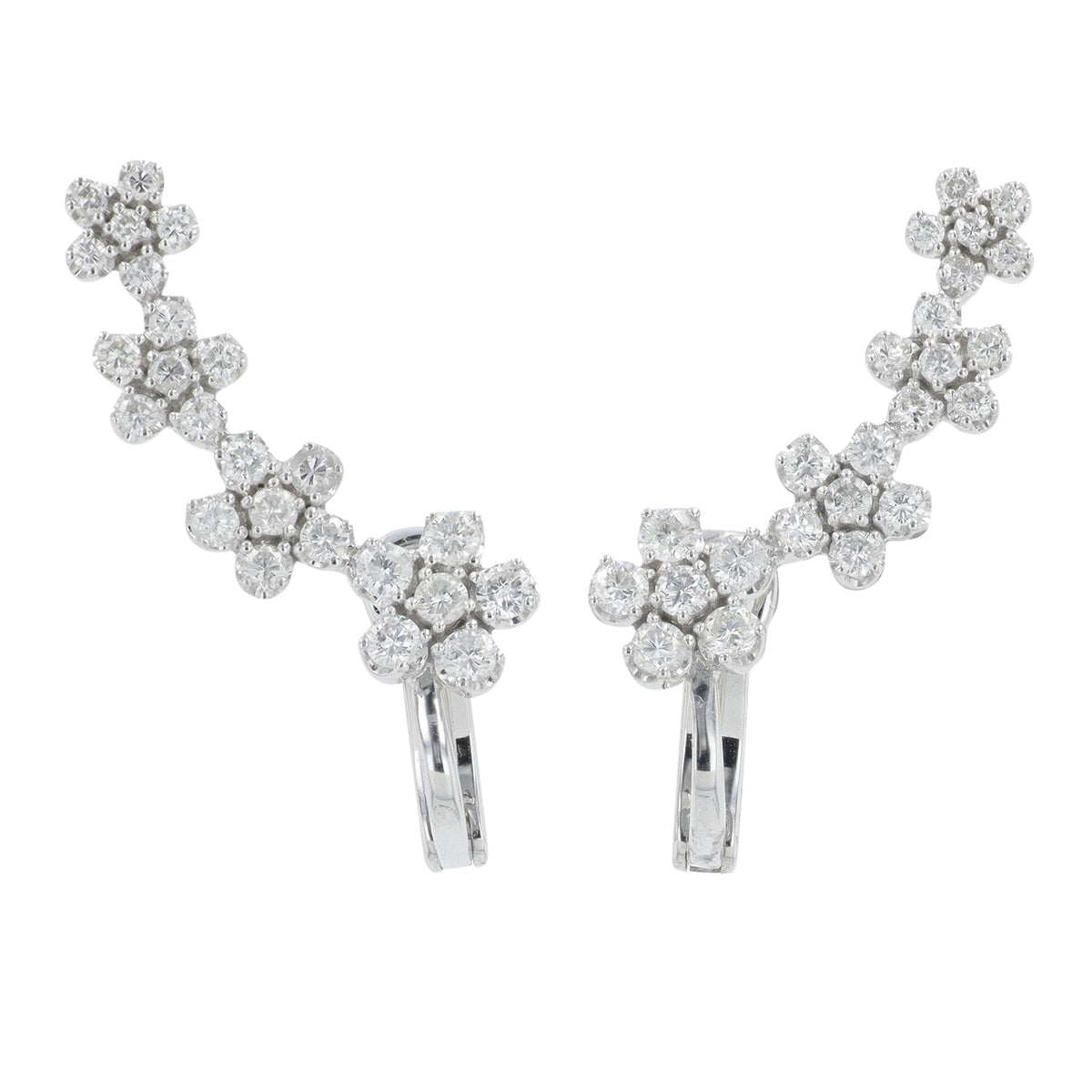 14K WG 1.40 CTW Diamond Ear Climber Earrings