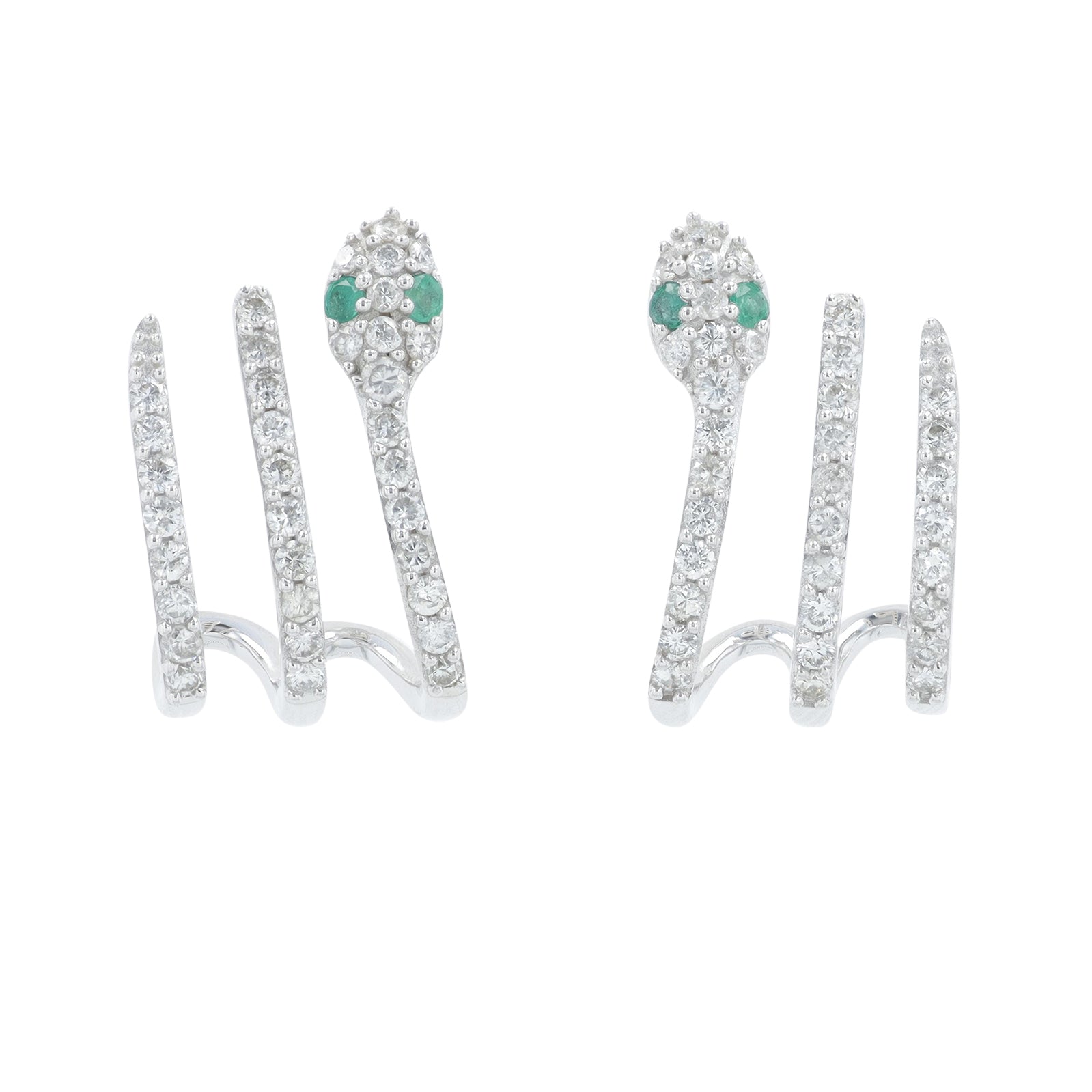 14K WG .90 CTW Diamond Snake Earrings