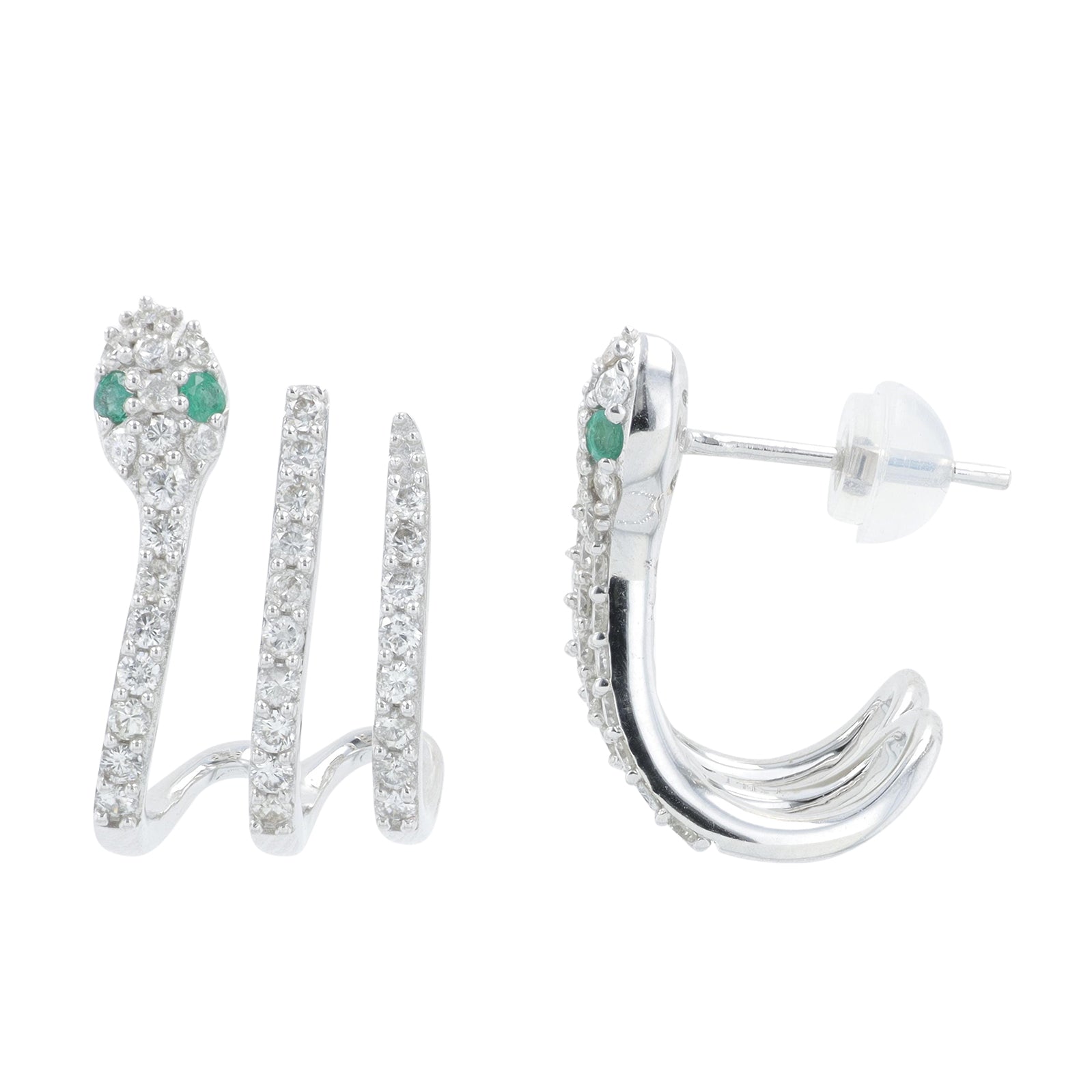 14K WG .90 CTW Diamond Snake Earrings