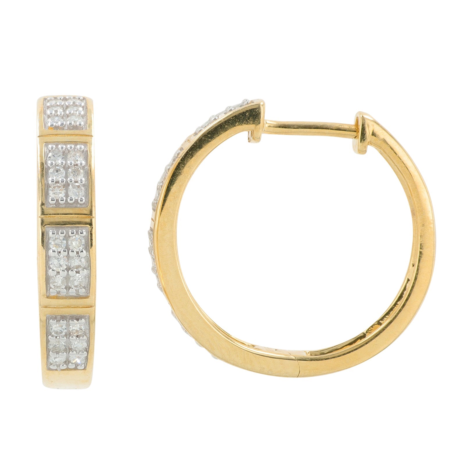 10K YG 1/4 CT Diamond Hoops