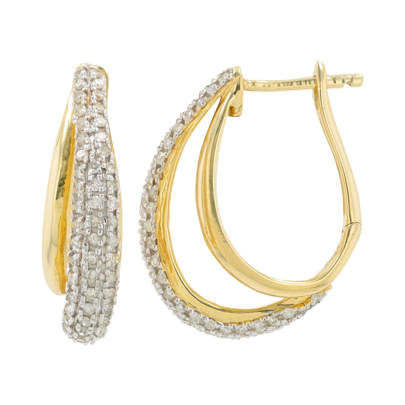 14K YG .75 CT Diamond Bypass Hoops