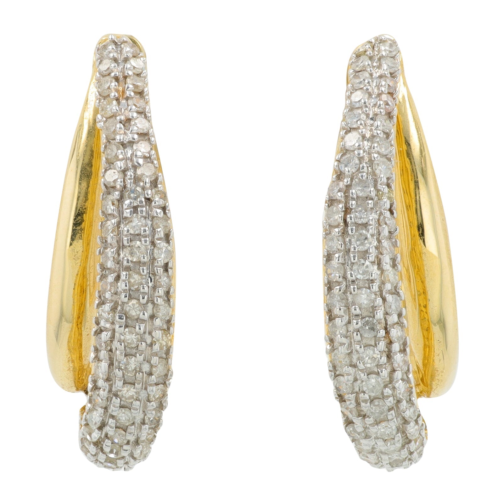 14K YG .75 CT Diamond Bypass Hoops