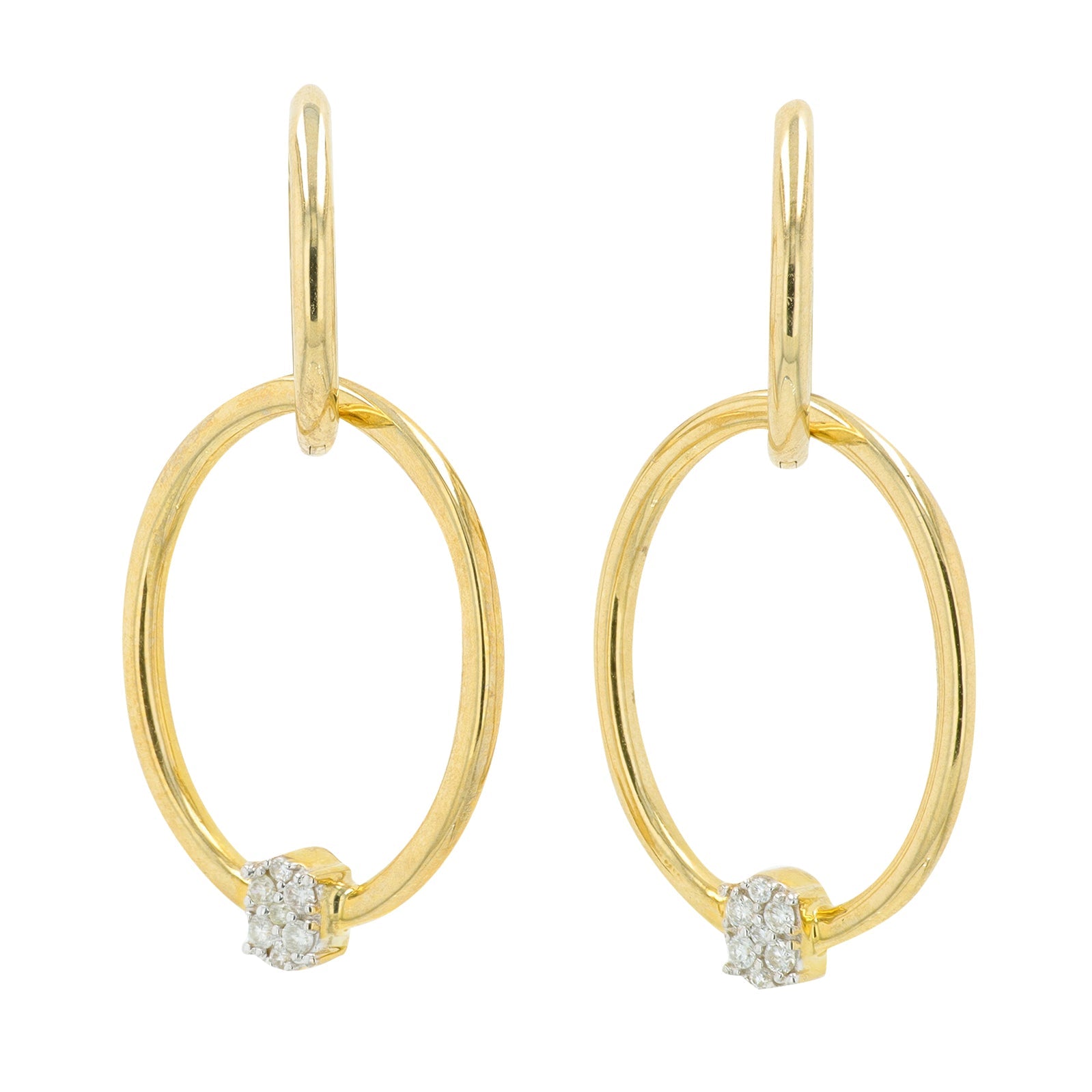 10K YG .10 CT Diamond Dangle Earrings
