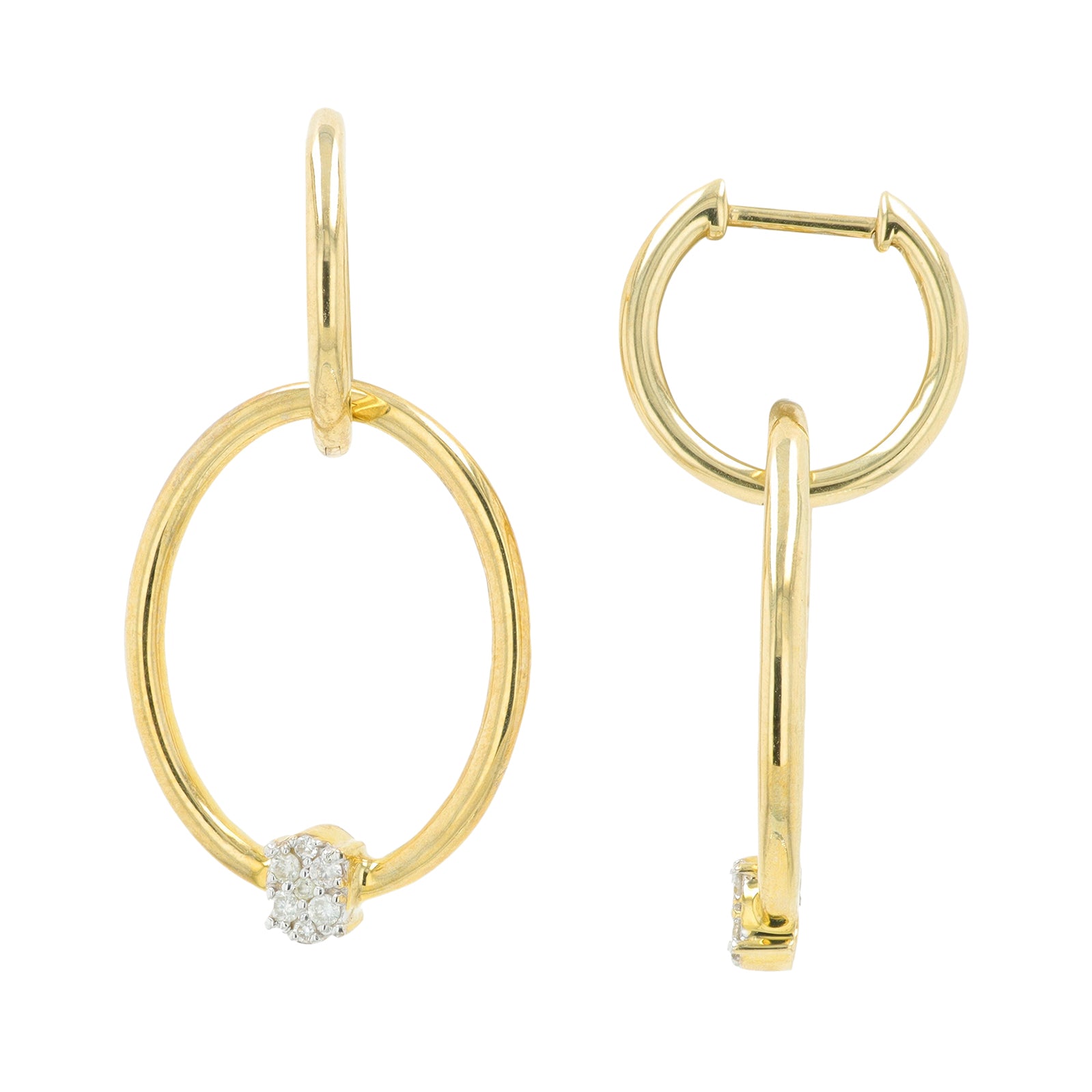 10K YG .10 CT Diamond Dangle Earrings
