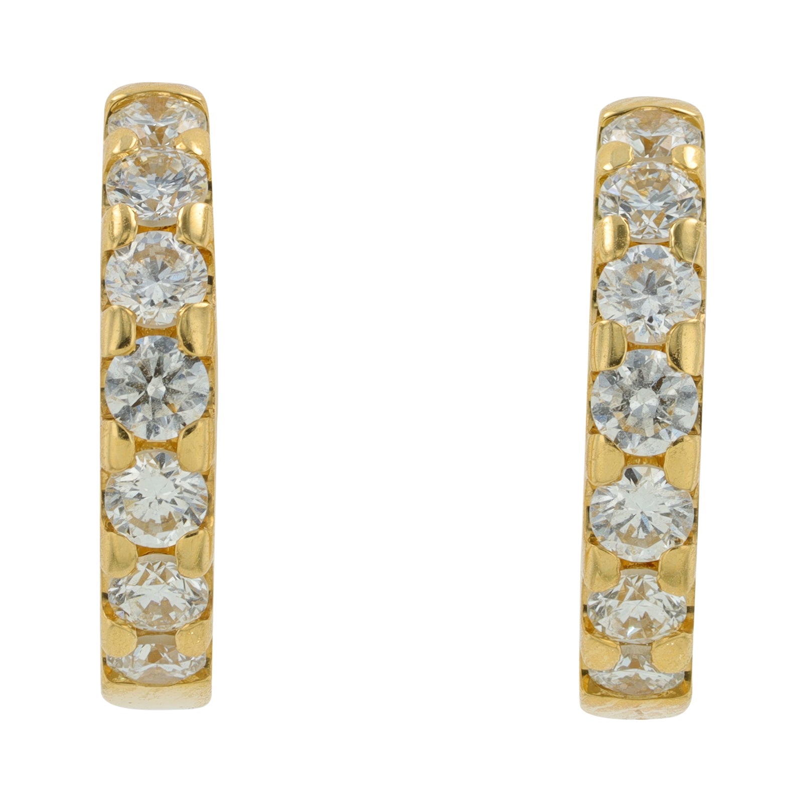 18K YG .50 CTW Diamond Hoops
