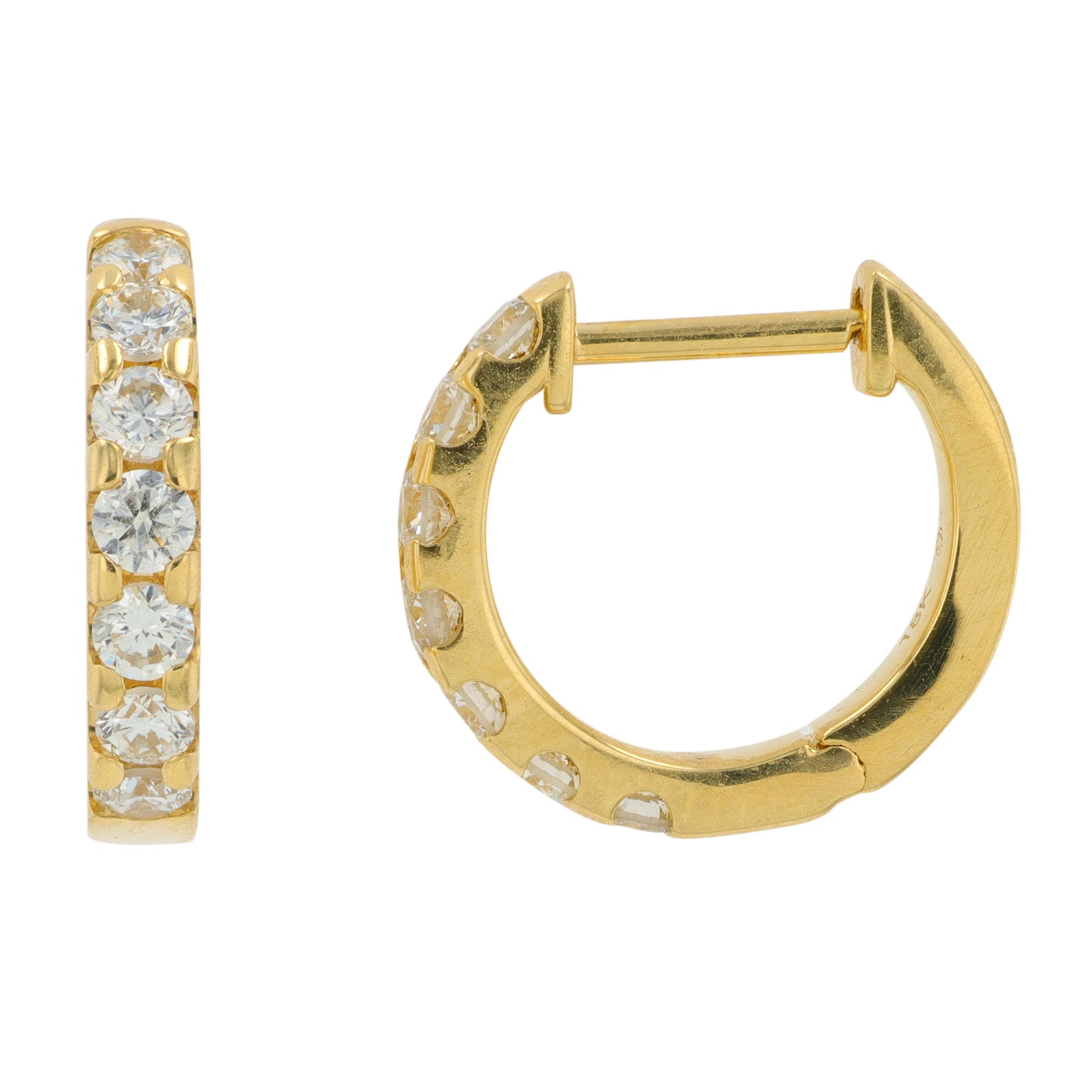 18K YG .50 CTW Diamond Hoops