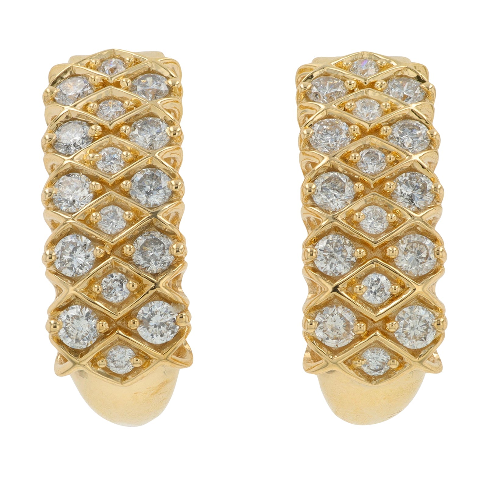 10K YG 1 CT Diamond J-Hoop Earrings