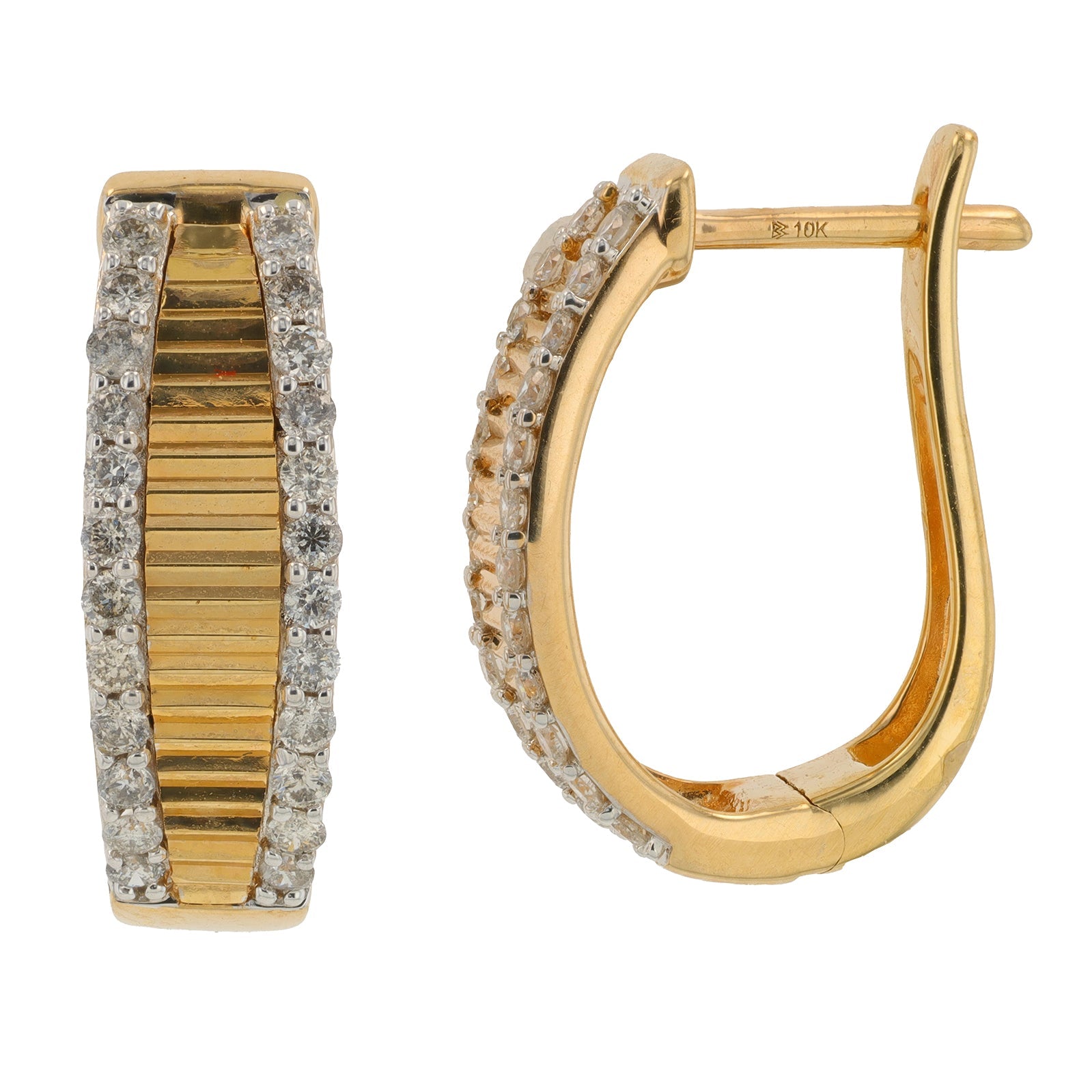 10K YG 1/2 CT Diamond Hoops