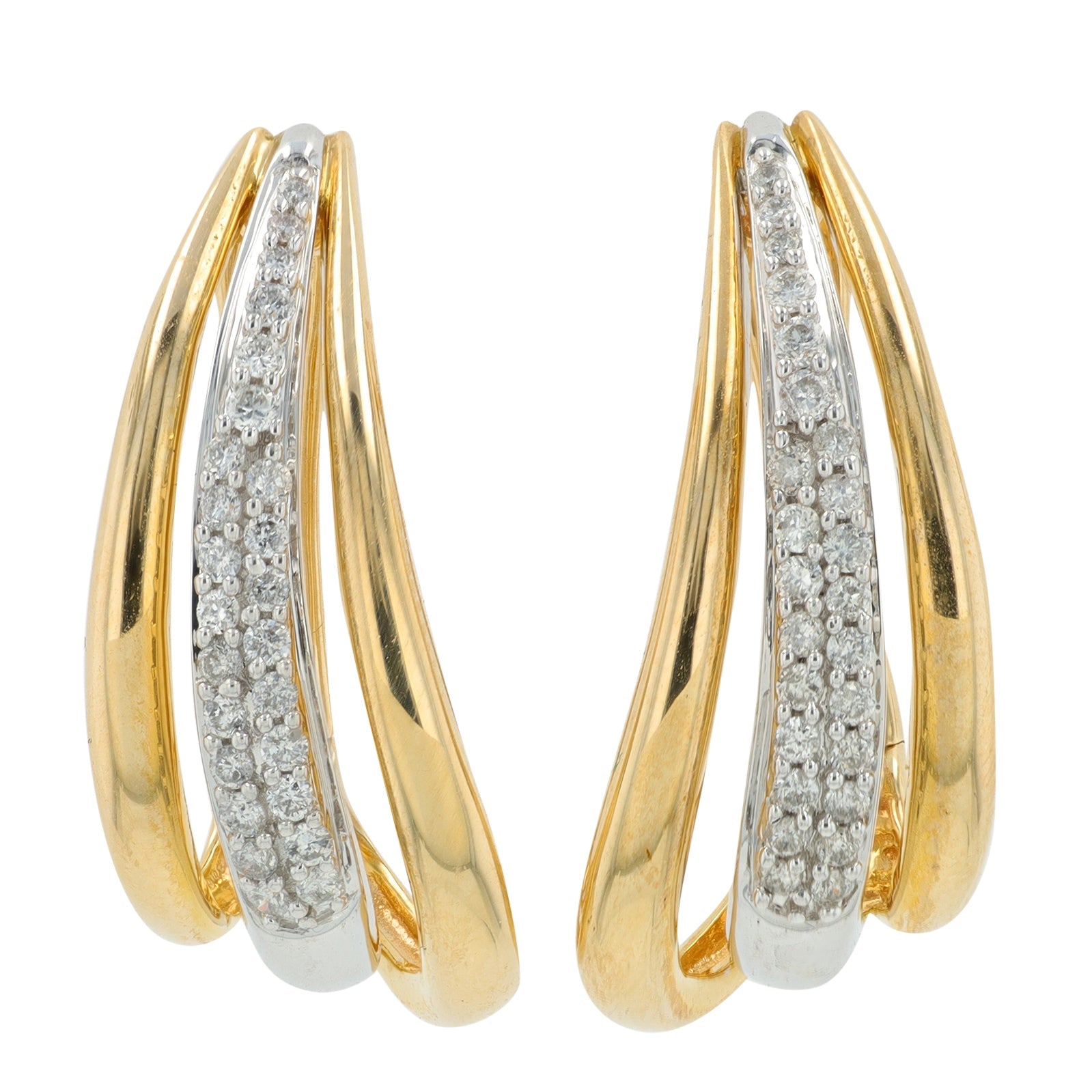 10K YG .25 CT Diamond Hoop Earrings
