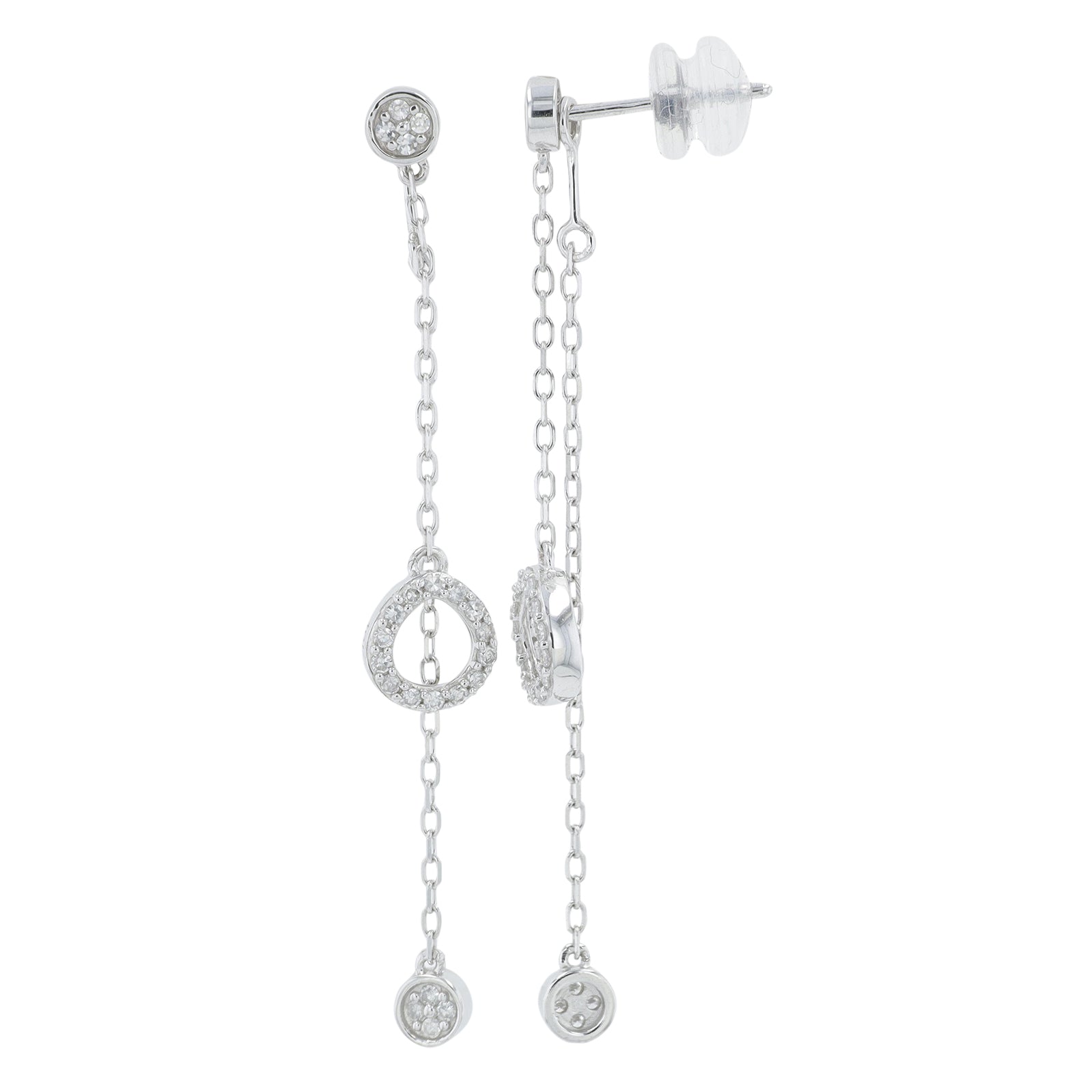 10K WG 1/4 CT Diamond Dangle Earrings