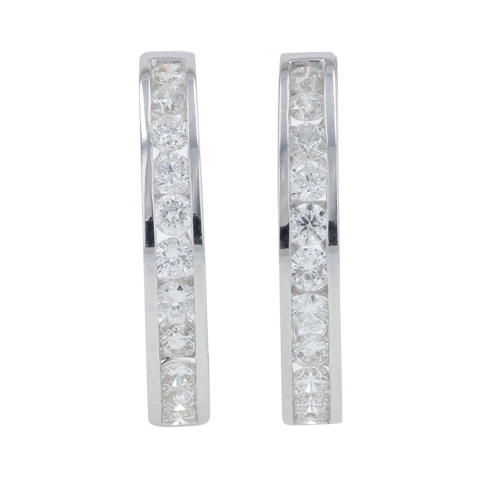 14K WG 3 CT Diamond Hoops