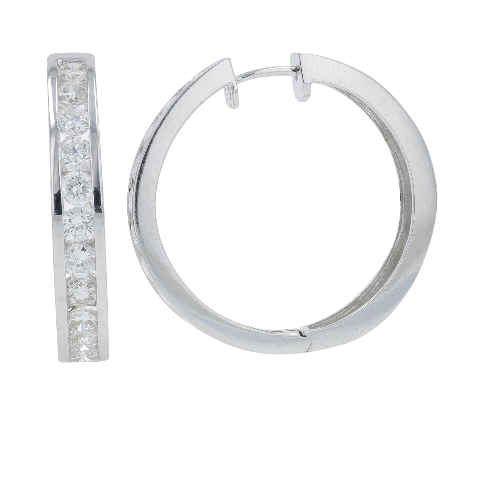 14K WG 3 CT Diamond Hoops