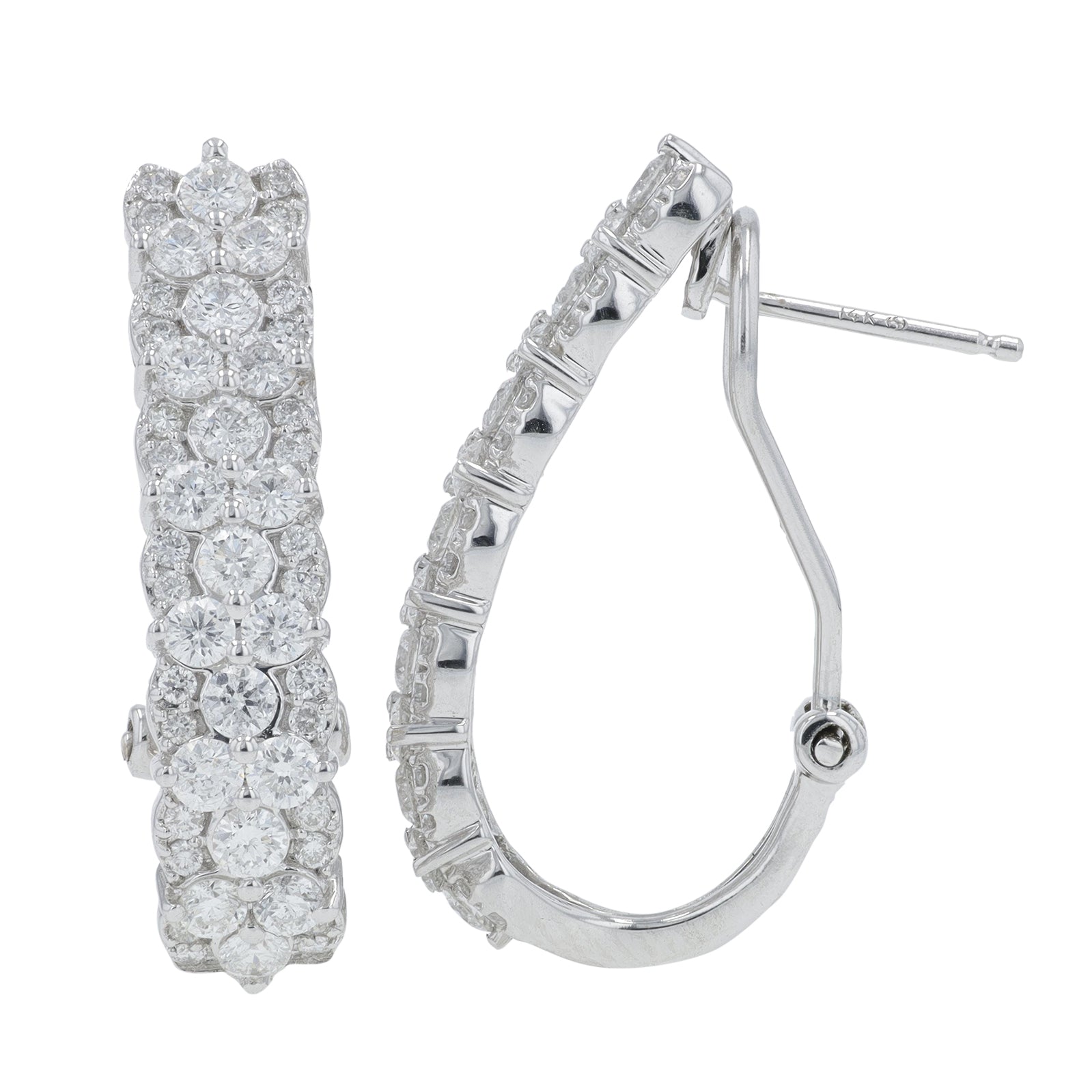 14K WG 1.50 CT Diamond Hoops