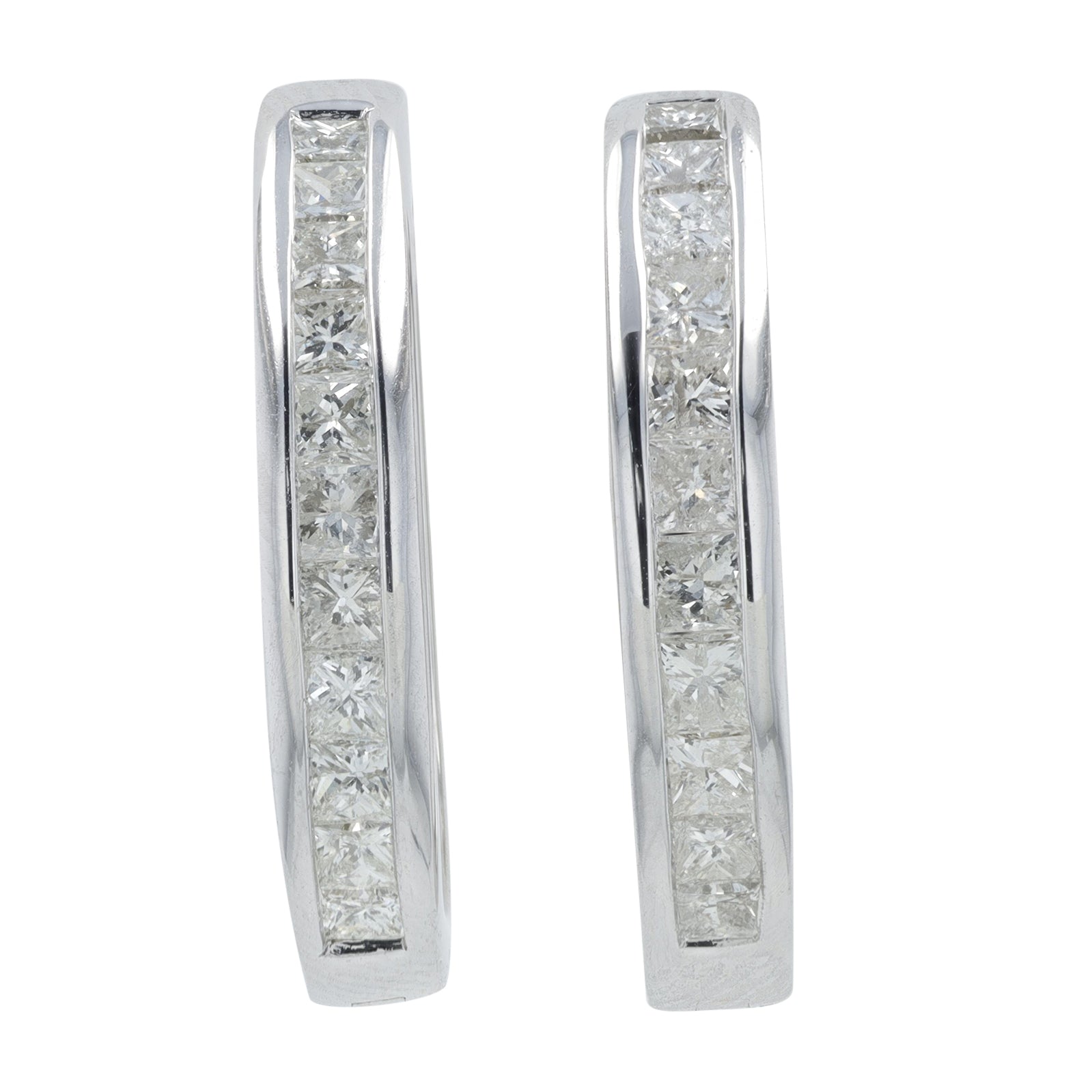 14K WG 1 CT Diamond Hoops