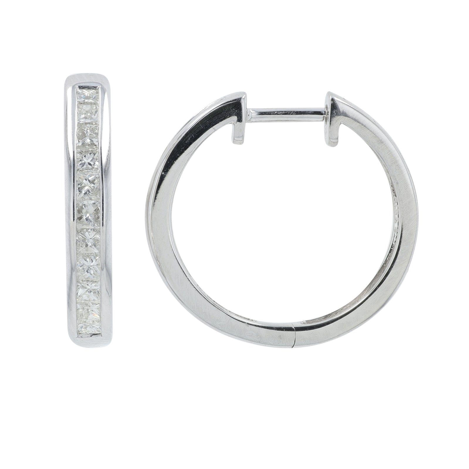 14K WG 1 CT Diamond Hoops