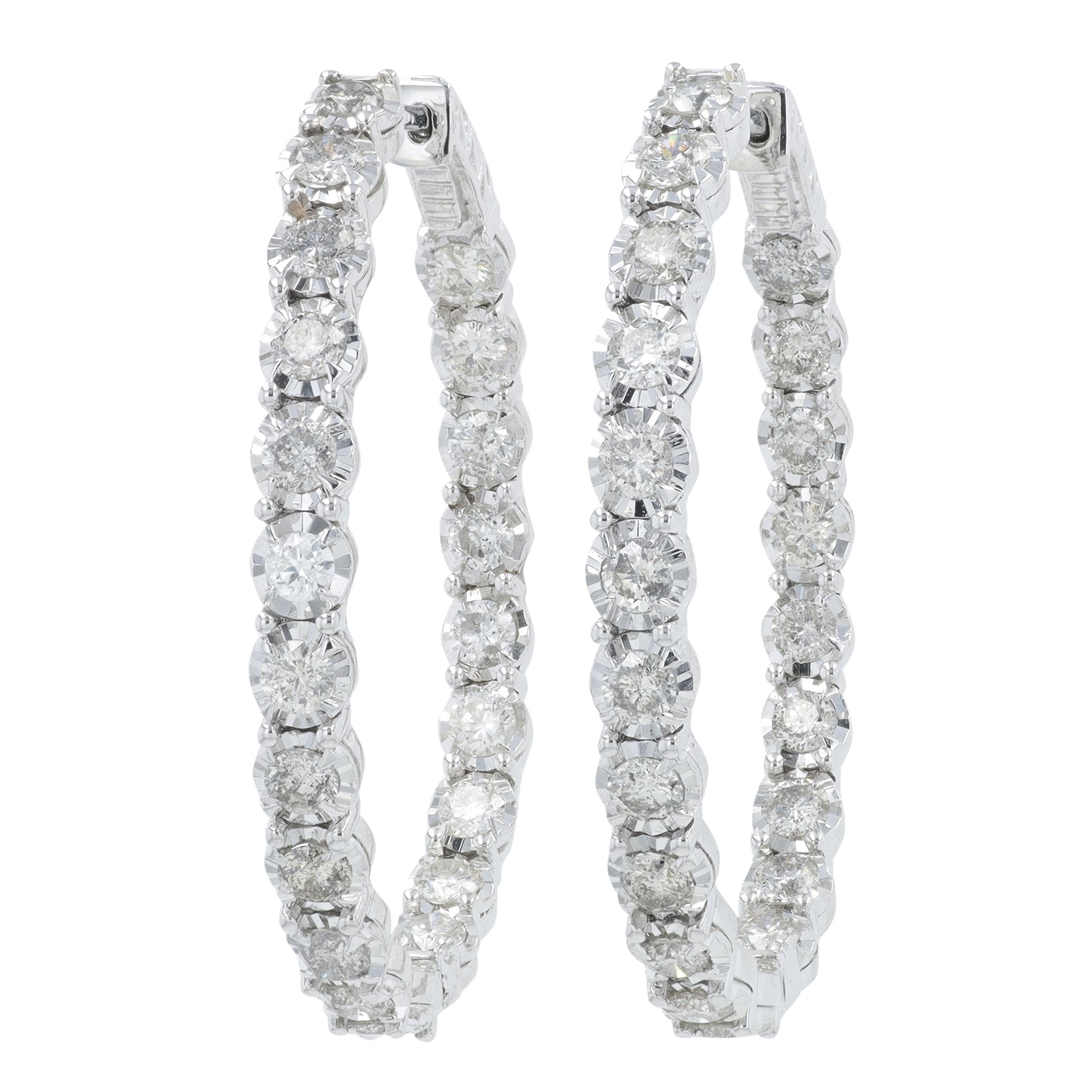 14K WG 3 CT Diamond Inside-Out Hoops