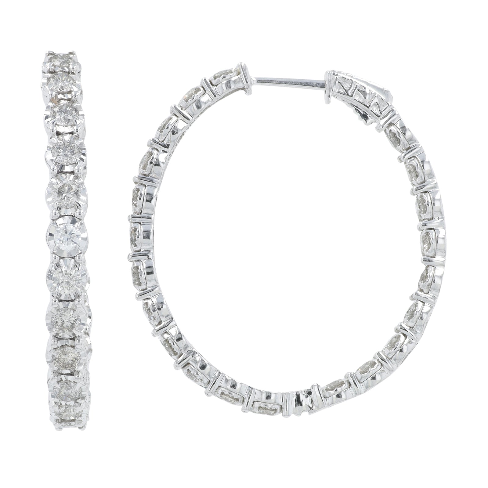 14K WG 3 CT Diamond Inside-Out Hoops