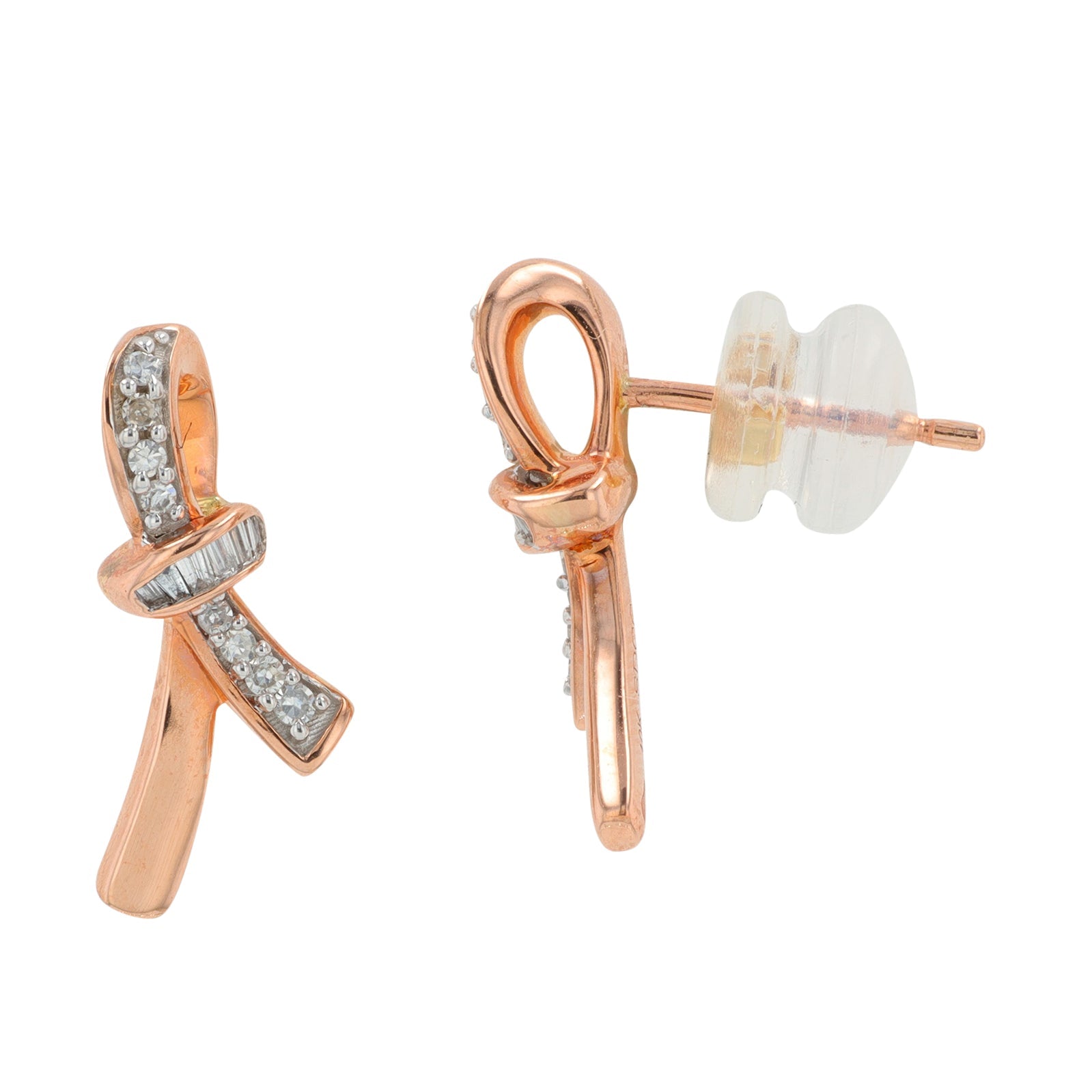 14K RG .14 CTW Diamond Earrings