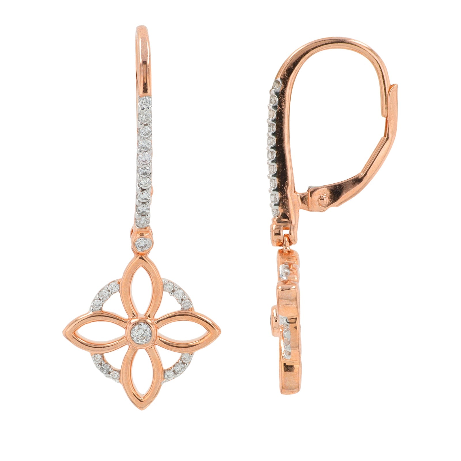 10K RG 1/5 CTW Diamond Earrings