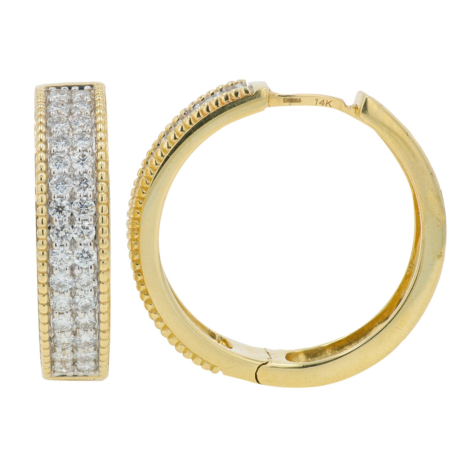 14K EFFY YG 1 CT Diamond Hoops