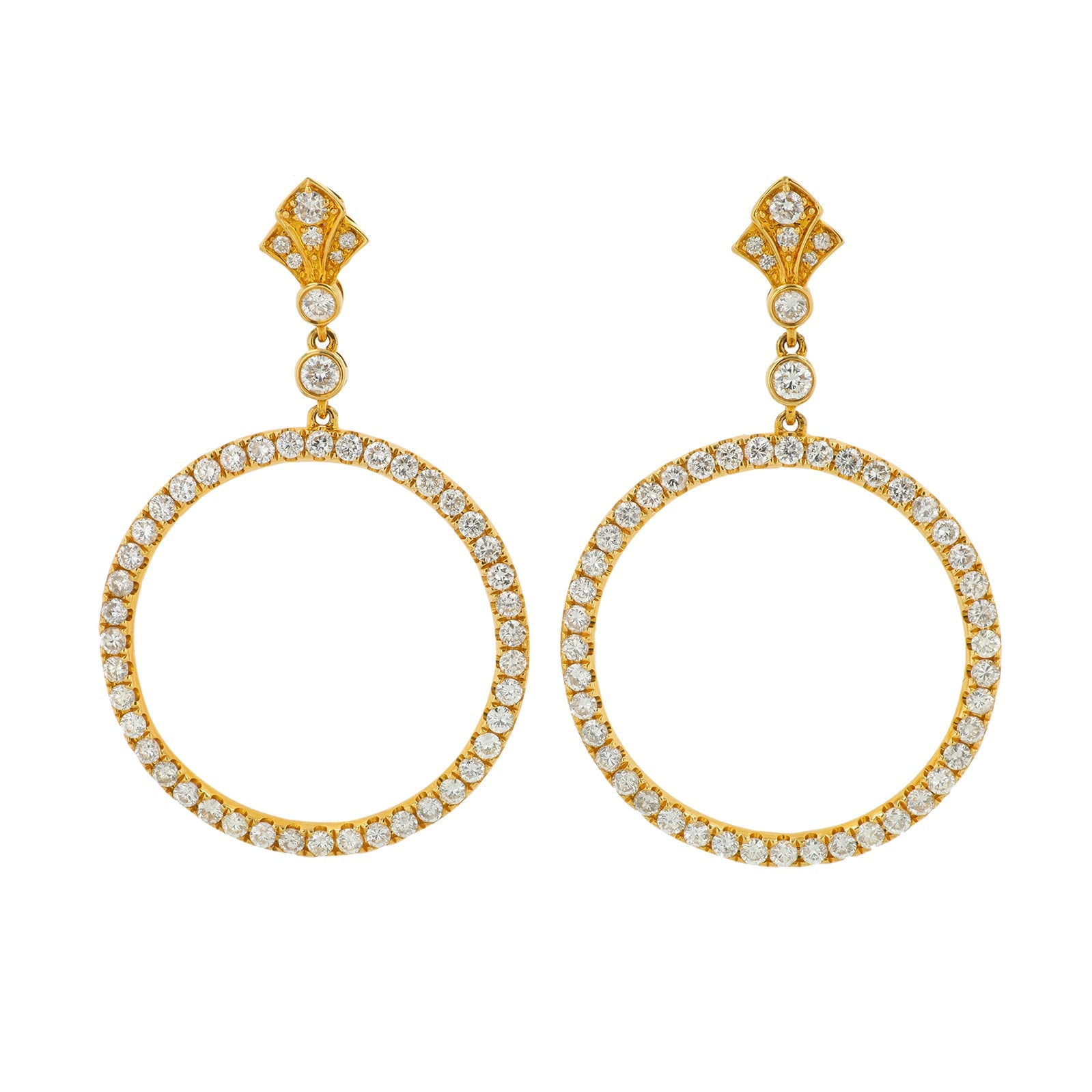 18K YG 2.67 CT Diamond Circle Earrings