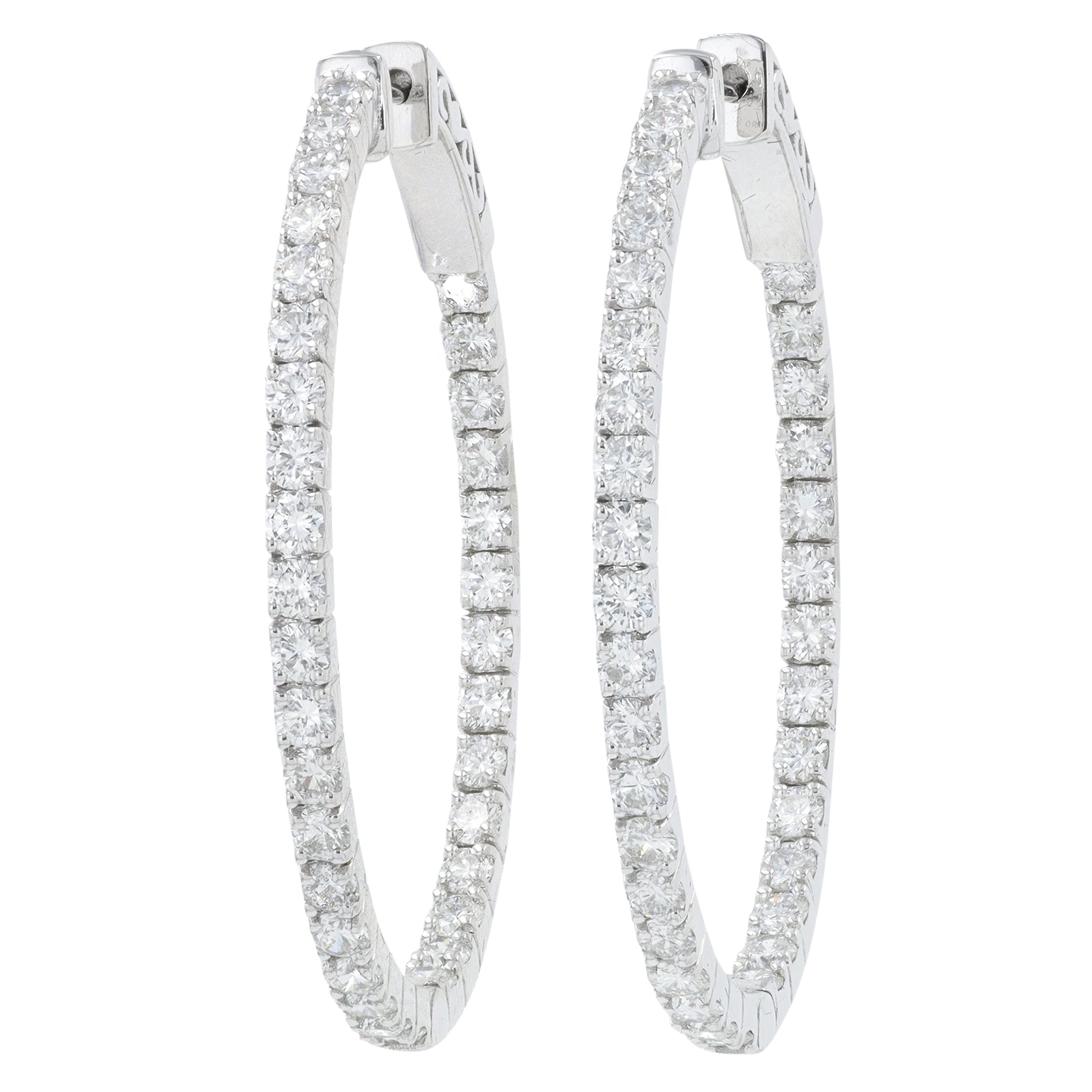 14K WG 3.29 CT Diamond Inside-Out Hoops