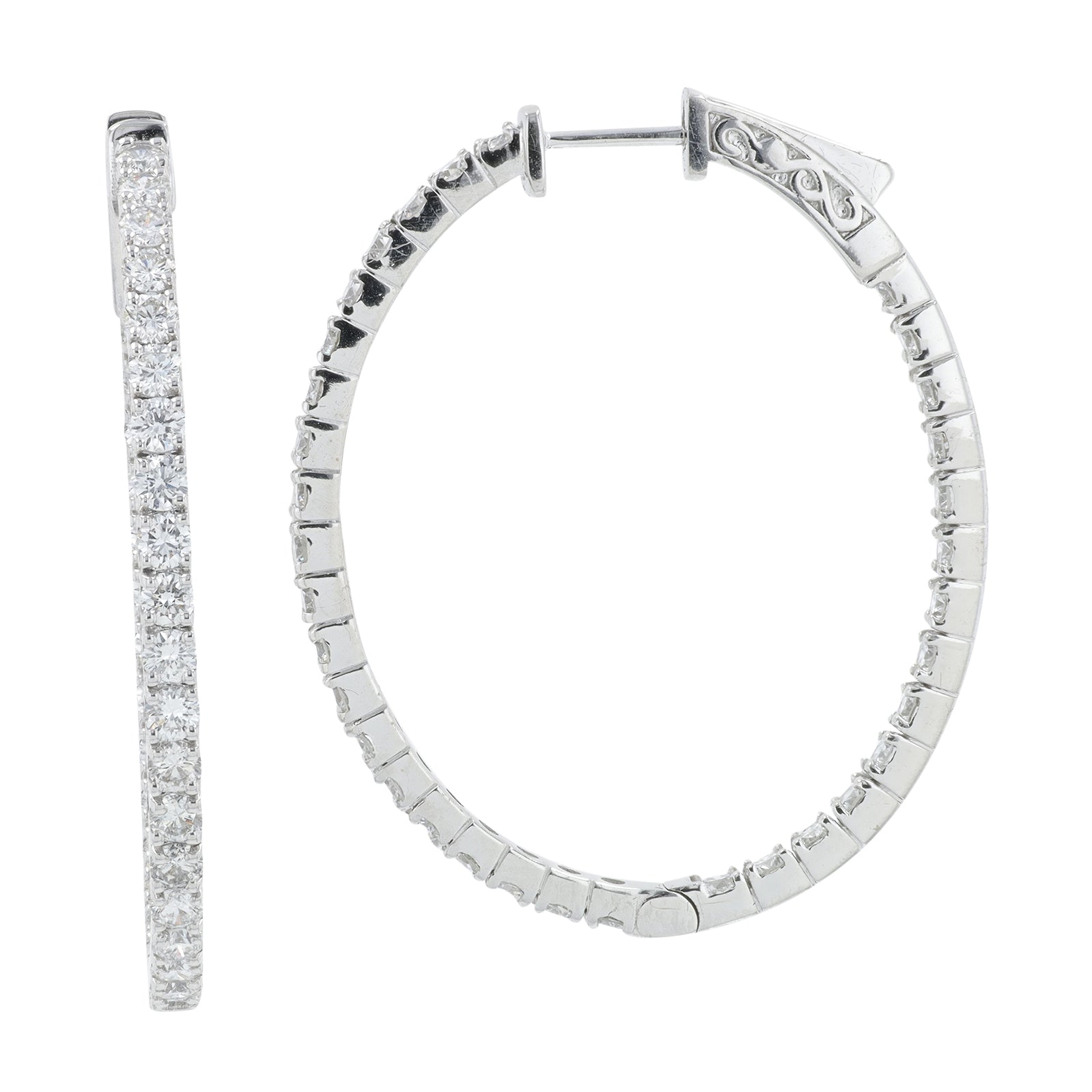 14K WG 3.29 CT Diamond Inside-Out Hoops