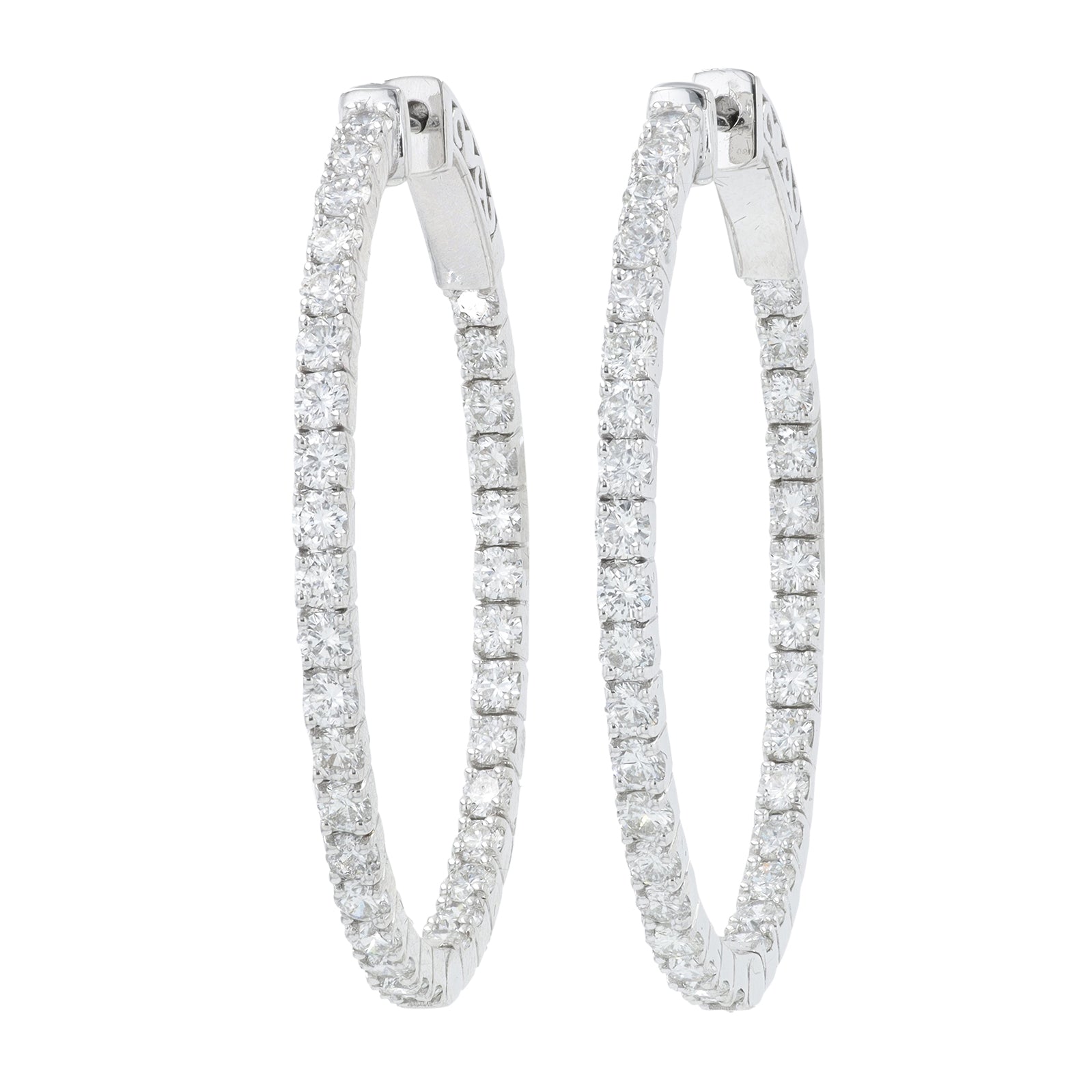 14K WG 3.13 CT Diamond Inside-Out Hoops