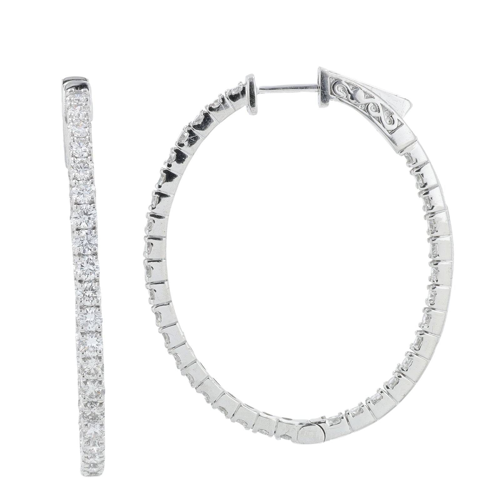 14K WG 3.13 CT Diamond Inside-Out Hoops