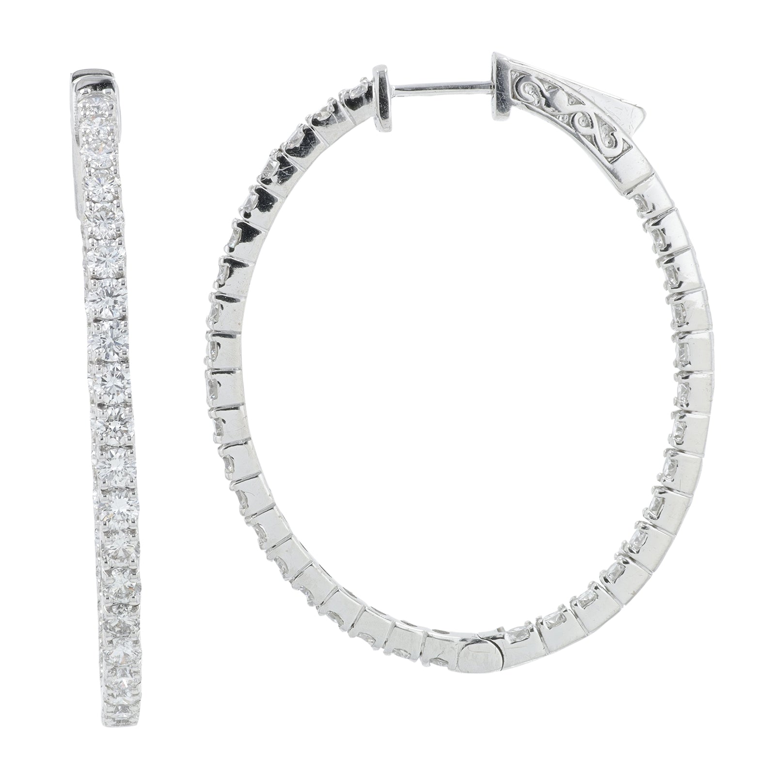 14K WG 3.03 CT Diamond Inside-Out Hoops
