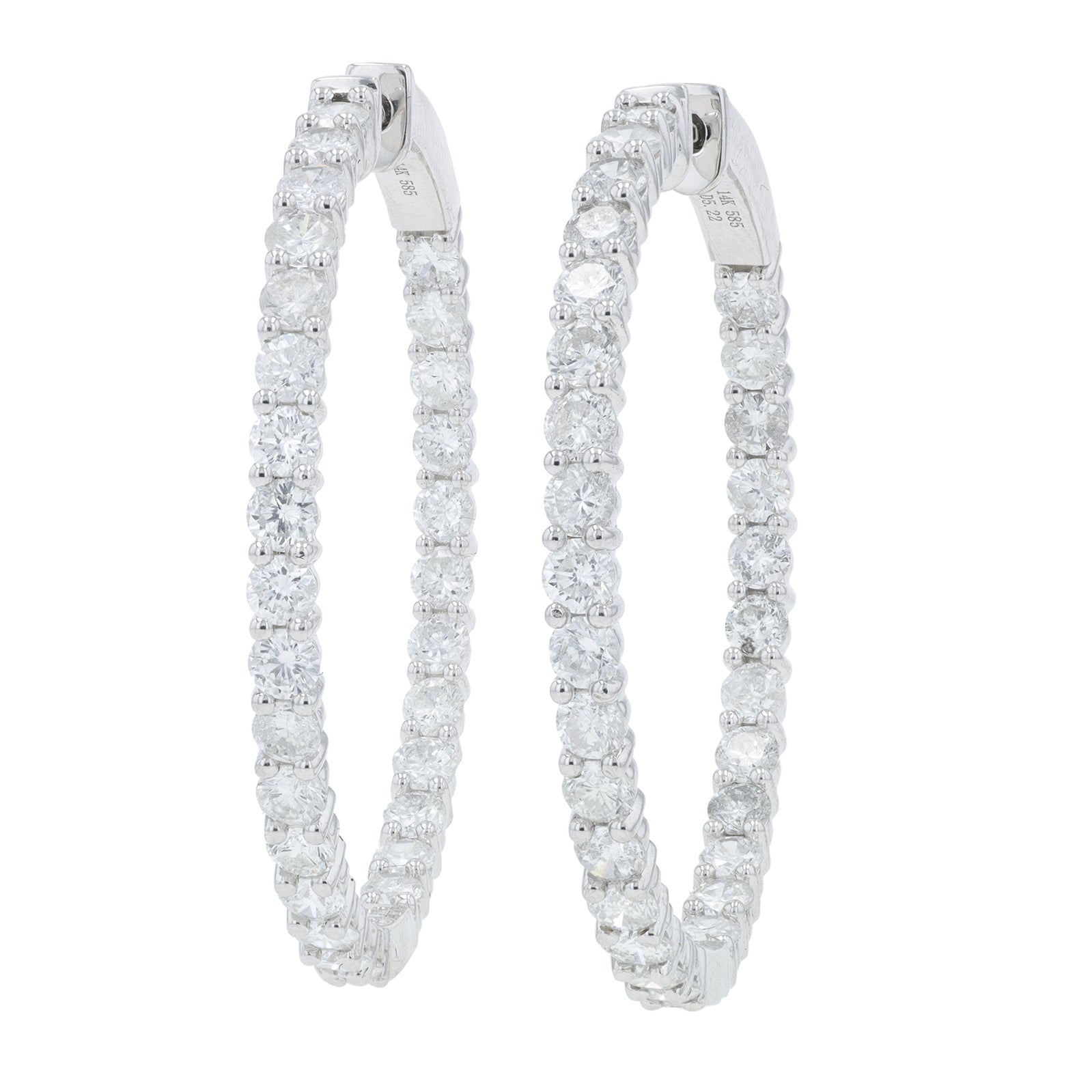 14K WG 5.17 CT Diamond Inside-Out Hoops
