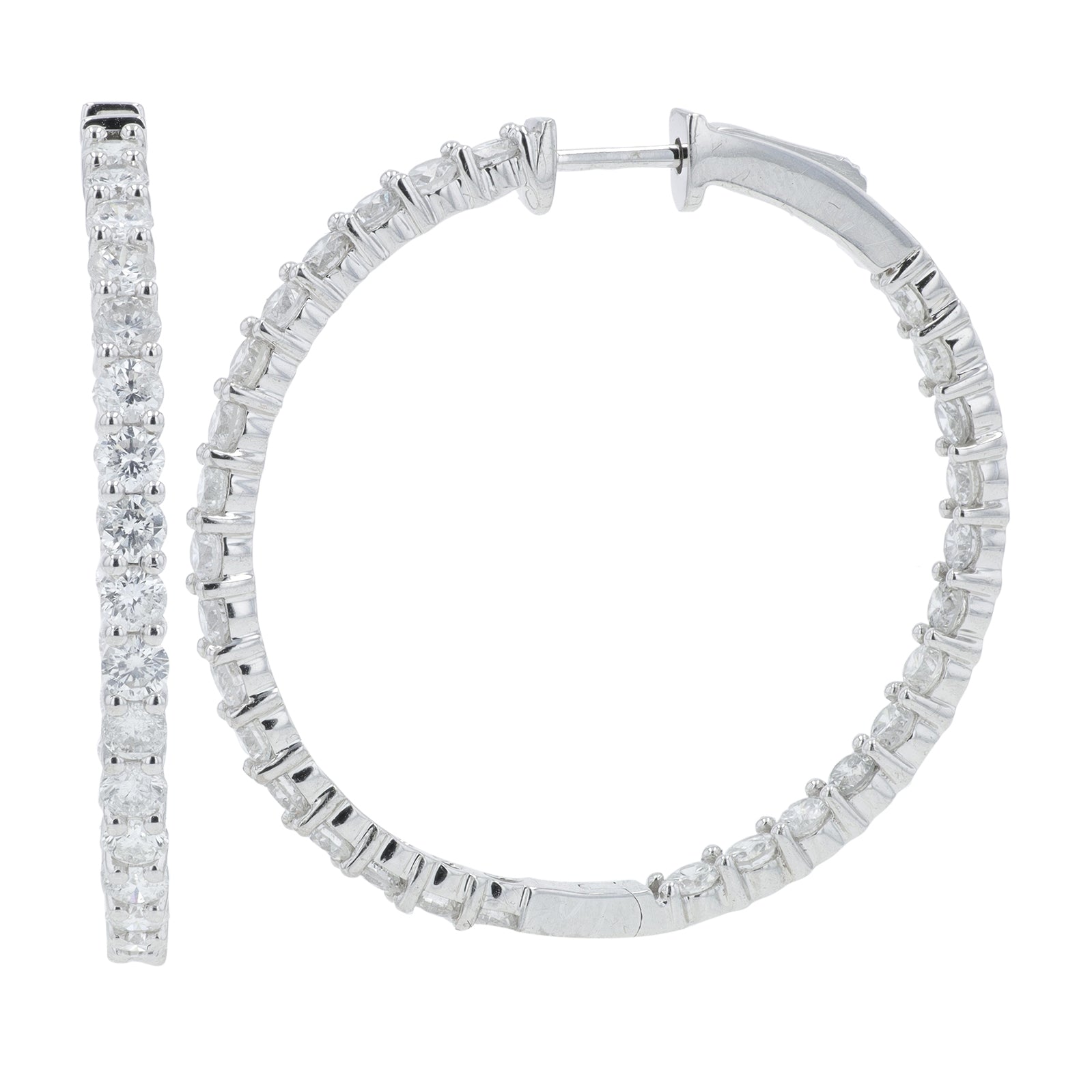 14K WG 5.17 CT Diamond Inside-Out Hoops