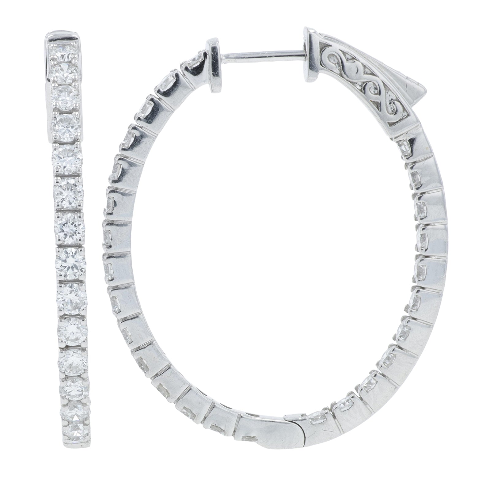 14K WG 2.43 CT Diamond Inside-Out Hoops
