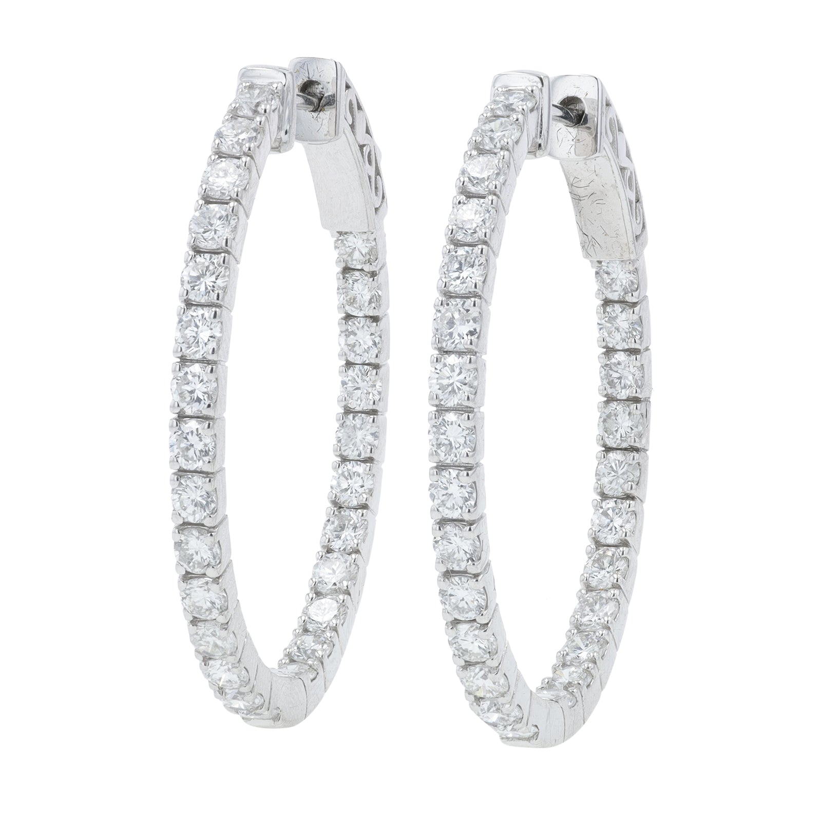 14K WG 2.37 CT Diamond Inside-Out Hoops