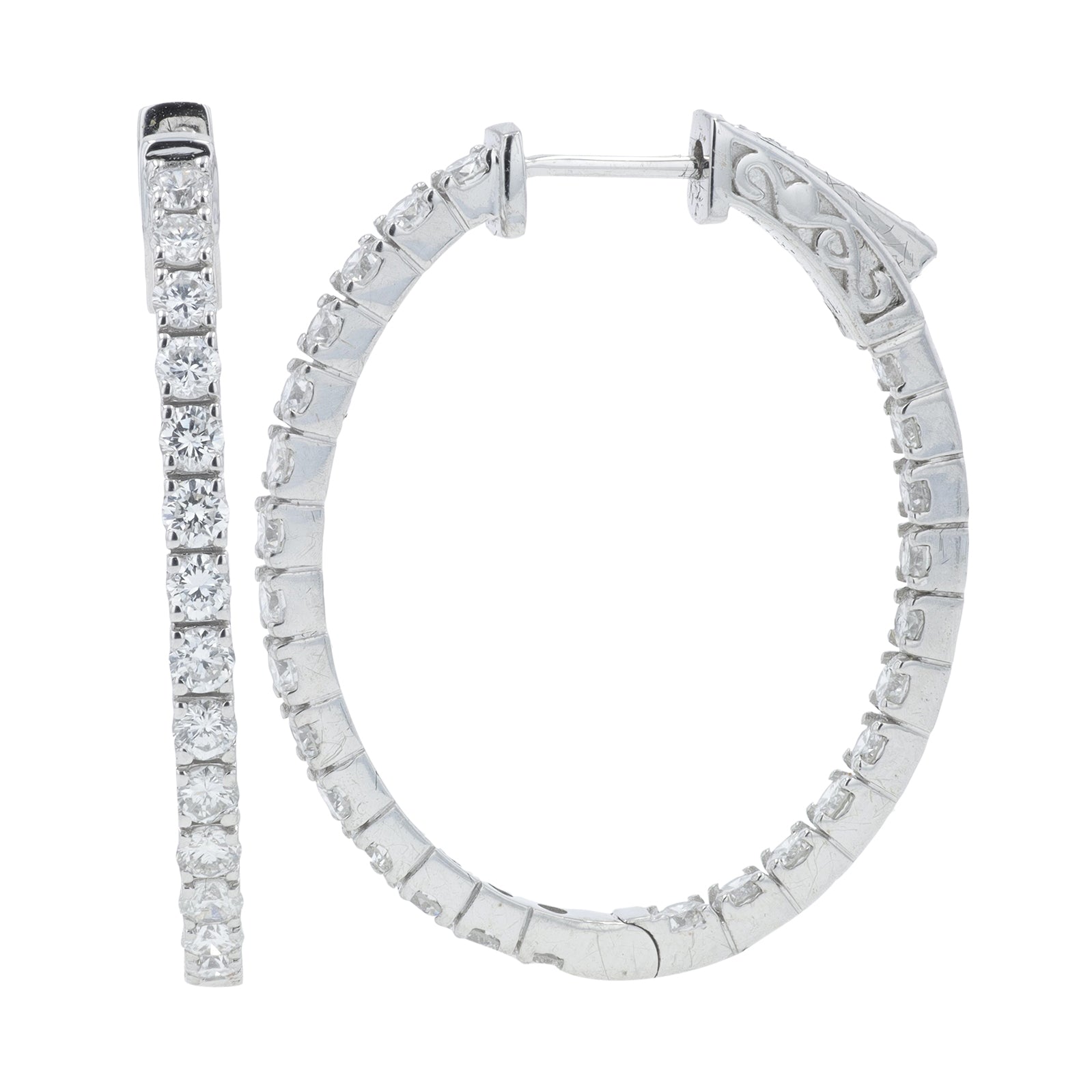 14K WG 2.37 CT Diamond Inside-Out Hoops