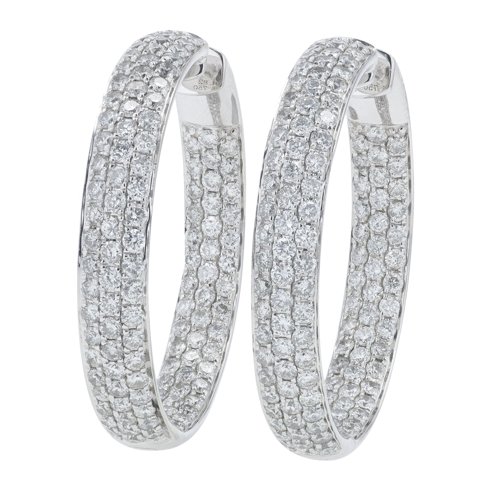 18K WG 6 CT Diamond Inside-Out Hoops