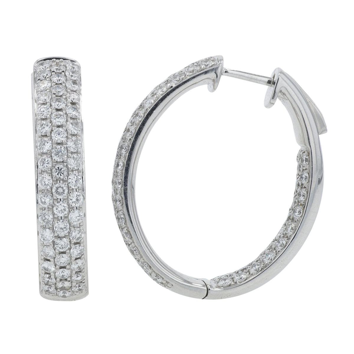 14K WG 2.49 CT Diamond Inside-Out Hoops