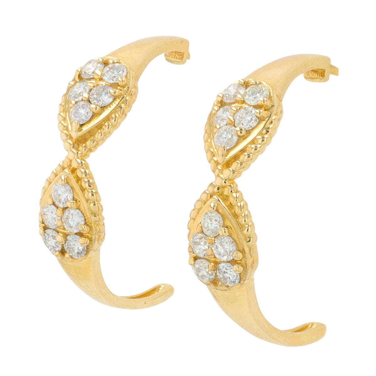 14K YG .60 CT Diamond C-Hoops