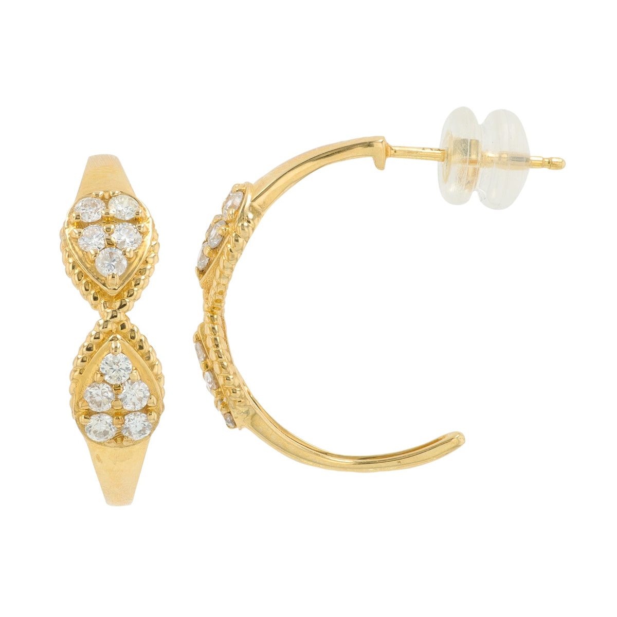 14K YG .60 CT Diamond C-Hoops